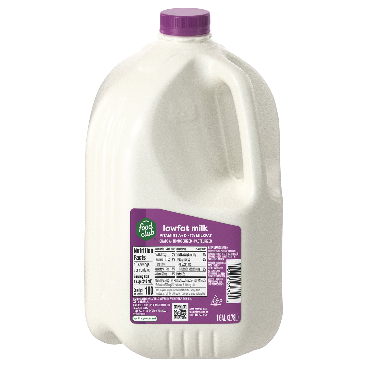 Food Club 1% Milkfat Lowfat Milk 1 gal