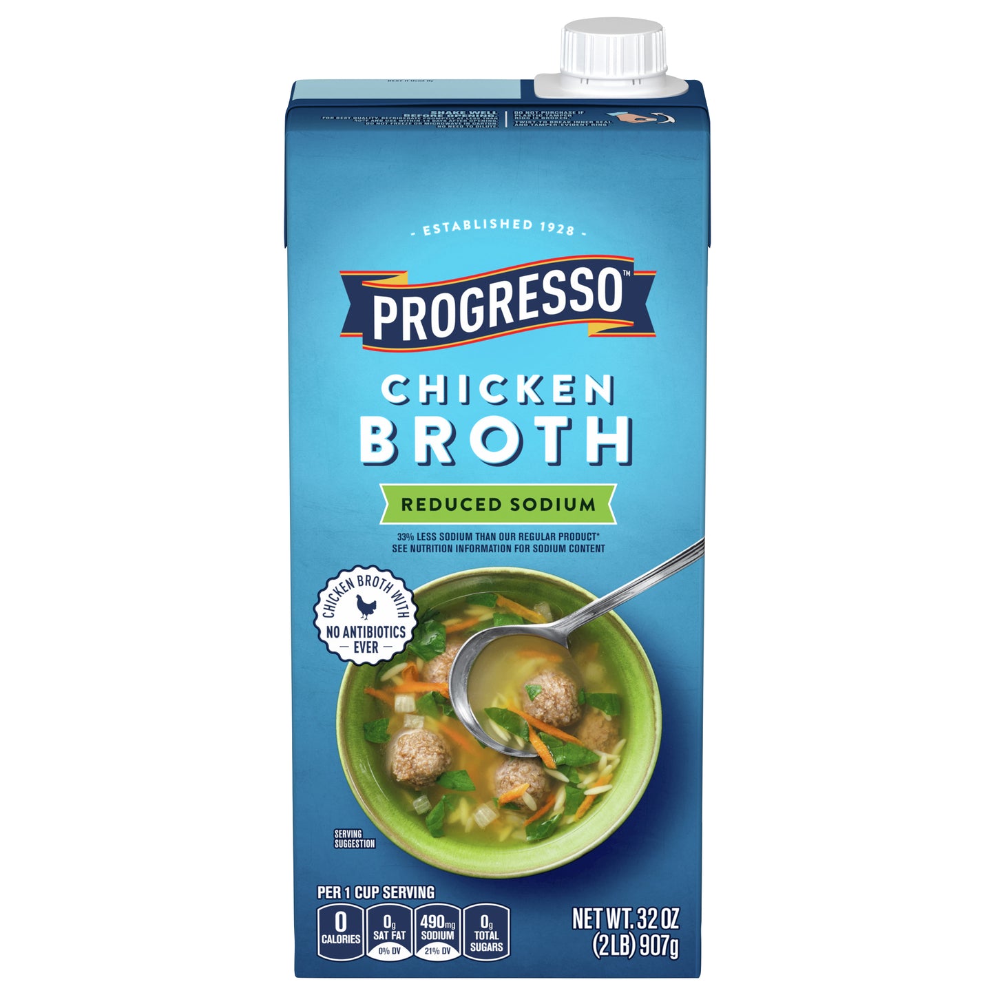 Progresso Chicken Broth, Reduced Sodium, Gluten Free, 32 oz.