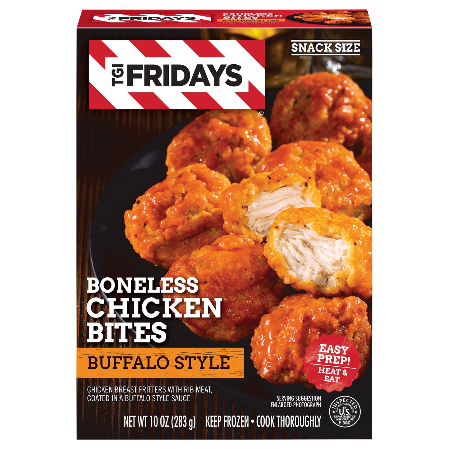 TGI Fridays Frozen Appetizers Buffalo Style Boneless Chicken Bites, 10 oz. Box