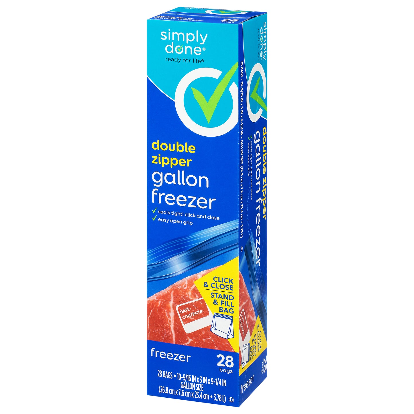 Simply Done Gallon Size Double Zipper Freezer Bags 28 ea