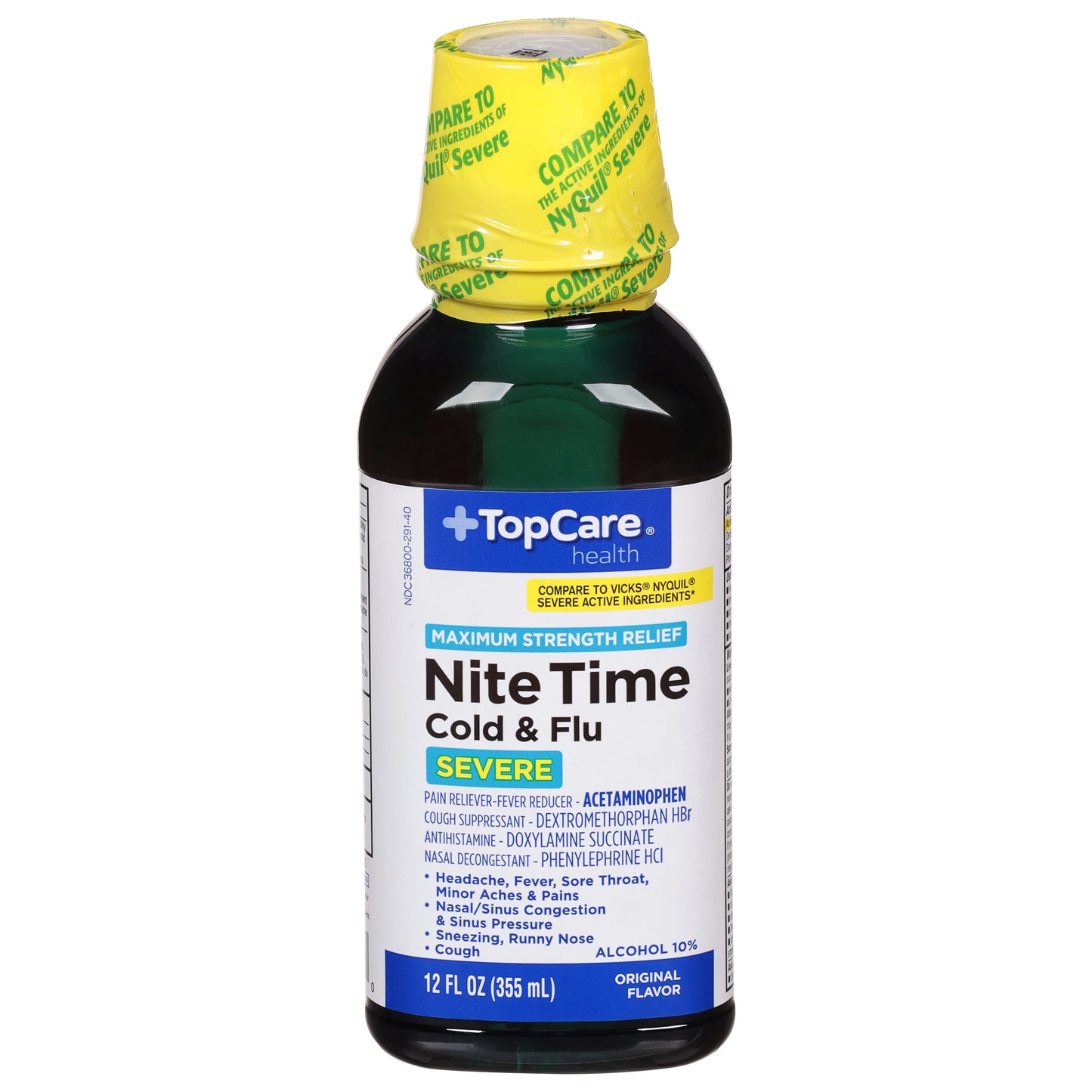 TopCare Health Severe Nite Time Maximum Strength Relief Original Flavor Cold & Flu 12 fl oz