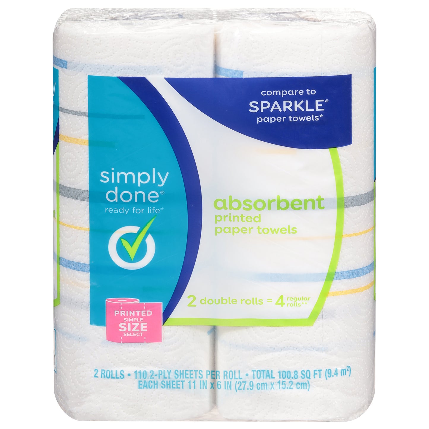 Simply Done 2-Ply Simple Size Select Absorbent Printed Paper Towels 2 ea