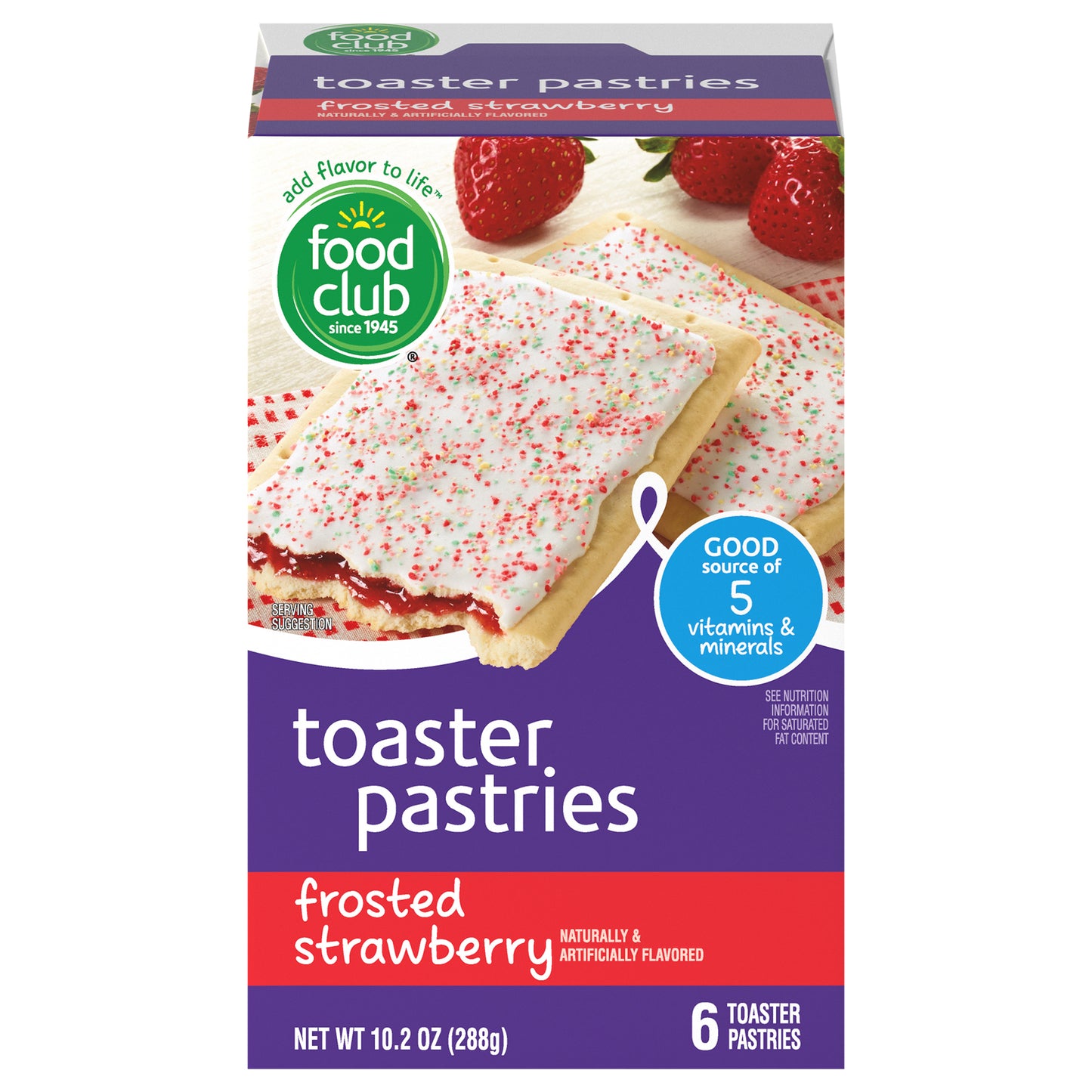 Food Club Frosted Cherry Toaster Pastries 6 ea - frosted strawberry 10.2 OZ