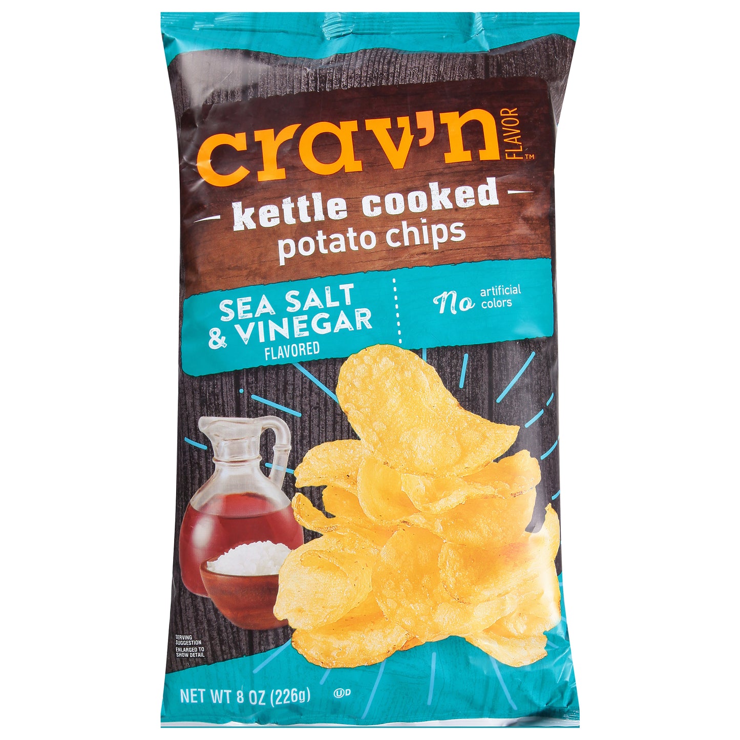 Crav'n Flavor Kettle Cooked Sea Salt & Vinegar Potato Chips 8 oz