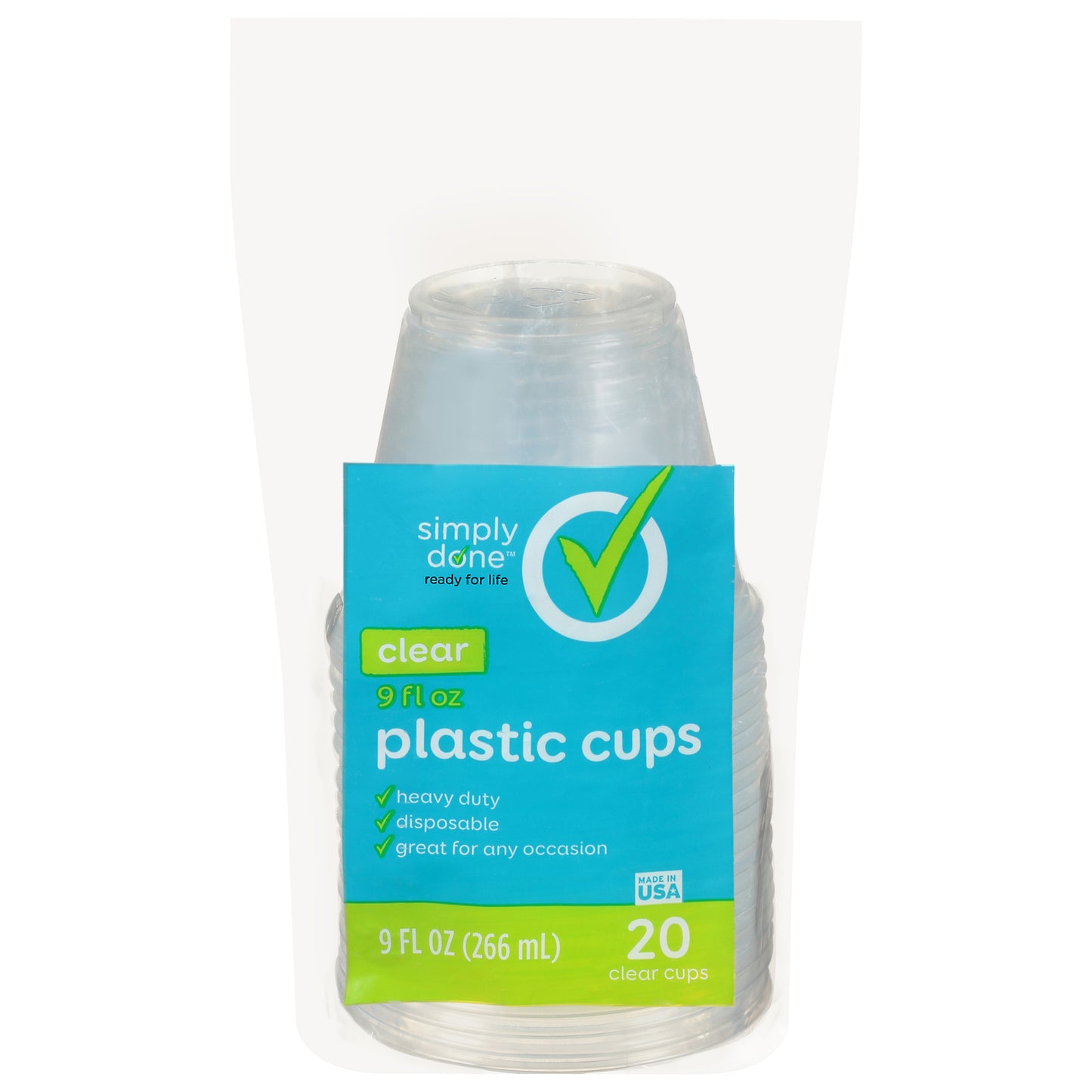 Simply Done 9 Fluid Ounce Clear Plastic Cups 20 ea