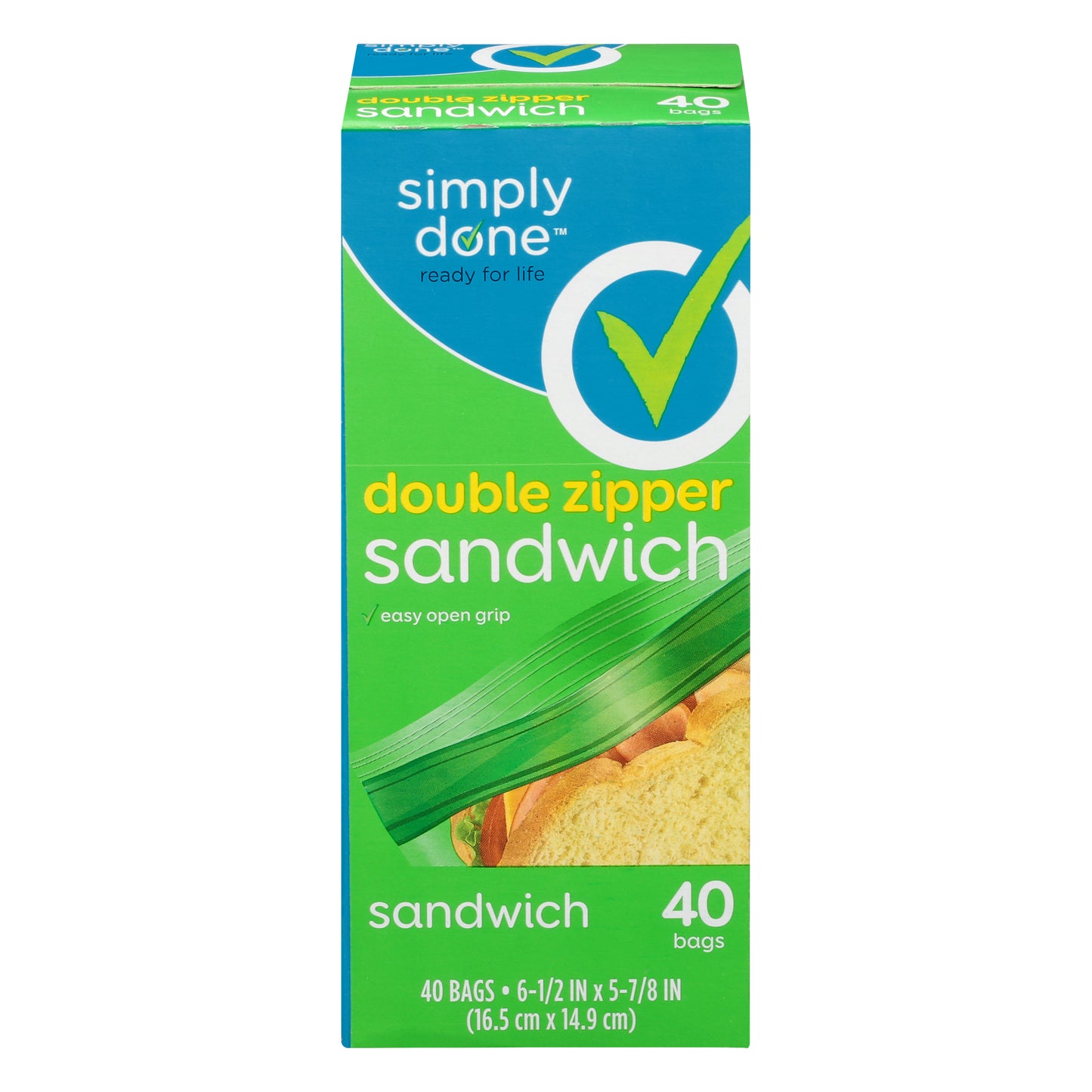 Simply Done Double Zipper Sandwich Bags 40 ea