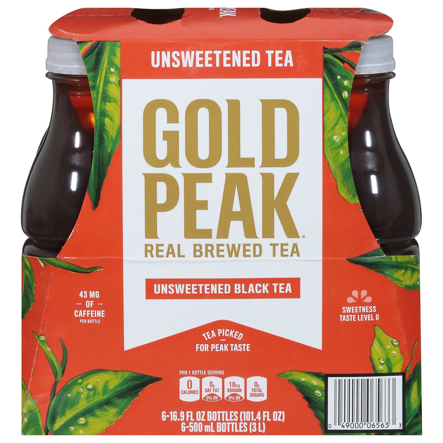 Gold Peak Unsweetened Black Tea 6 - 16.9 fl oz Bottles