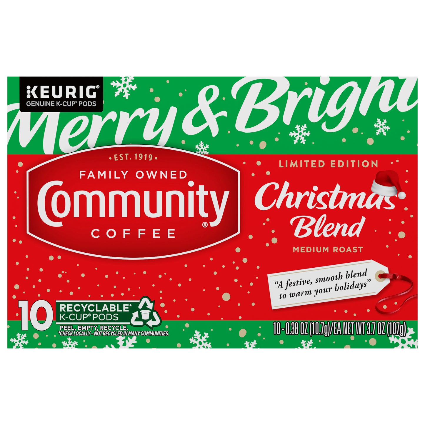 Community Coffee Christmas Blend Medium Roast Single Serve 10 Ct Box