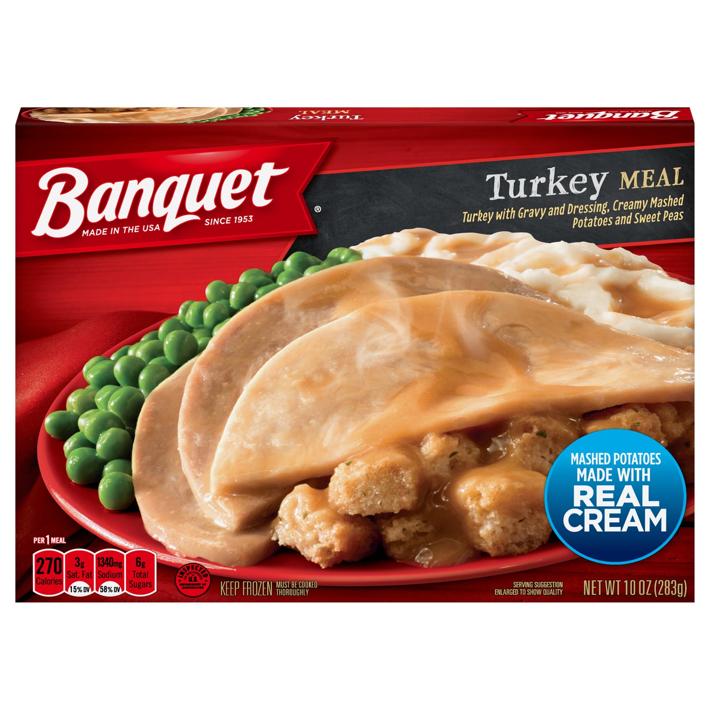 Banquet Classic Turkey Frozen Single Serve Meal, 10 Ounce
