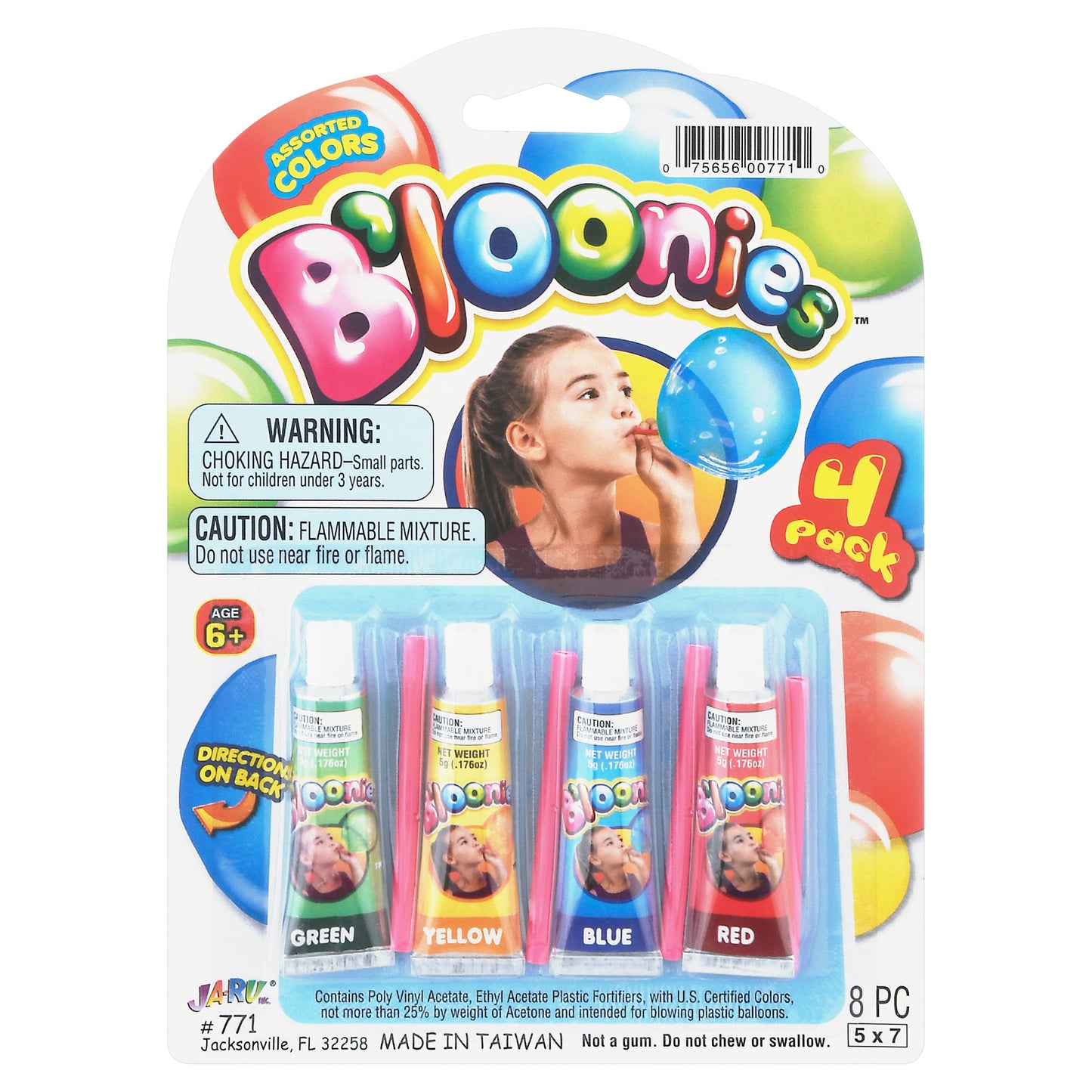 B'Loonies 4 Pack Assorted Colors Plastic Balloon Solutions 1 ea