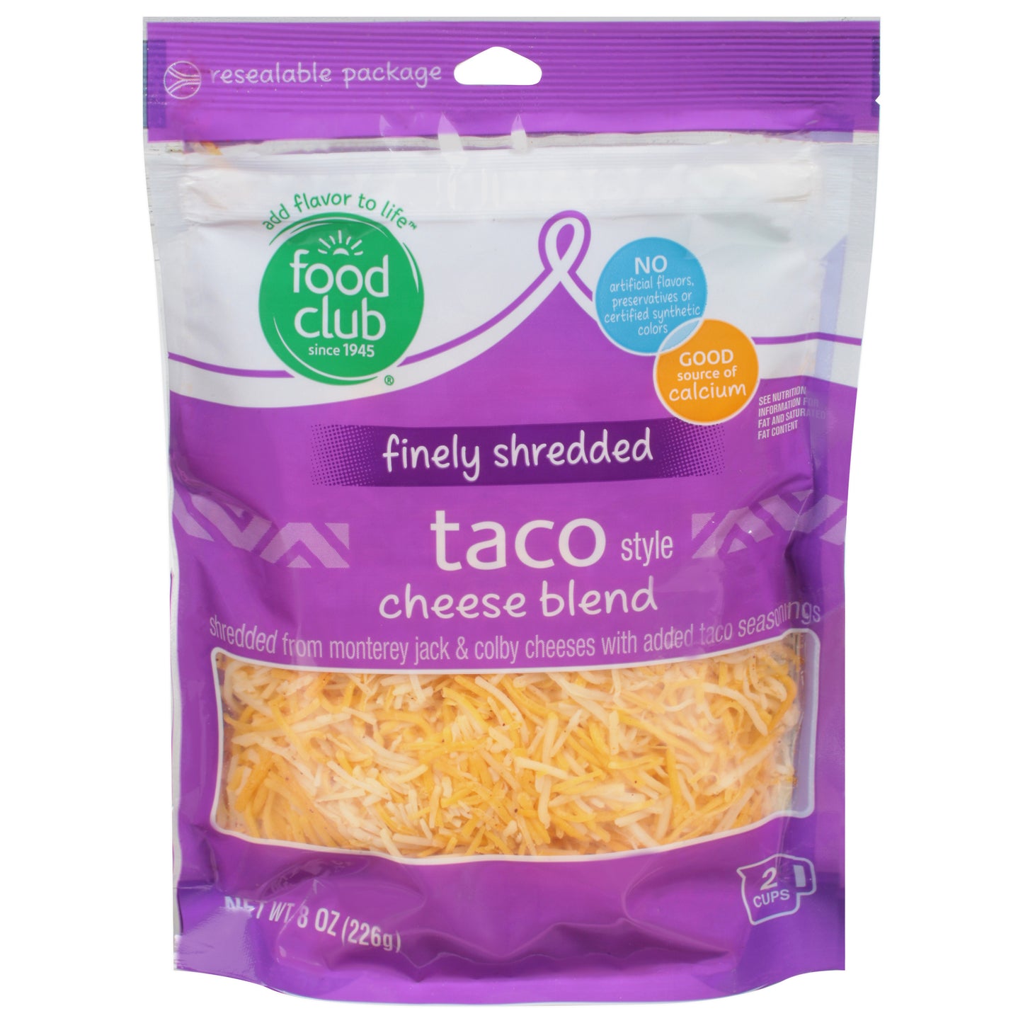 Food Club Finely Shredded Taco Style Cheese Blend 8 oz