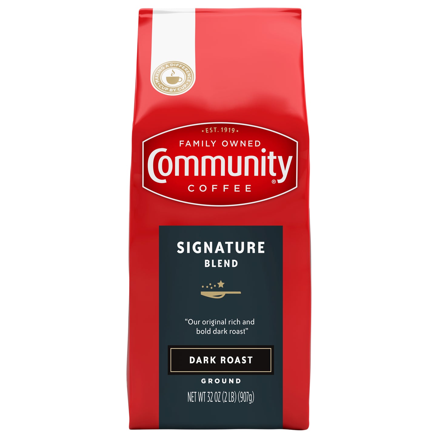 Community Coffee Signature Blend Dark Roast Ground 32 oz Gable Top