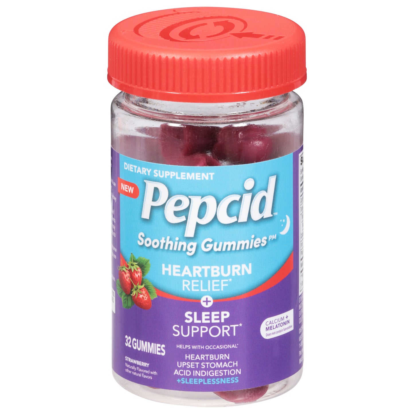 Pepcid Strawberry Heartburn Relief + Sleep Support 32 Gummies