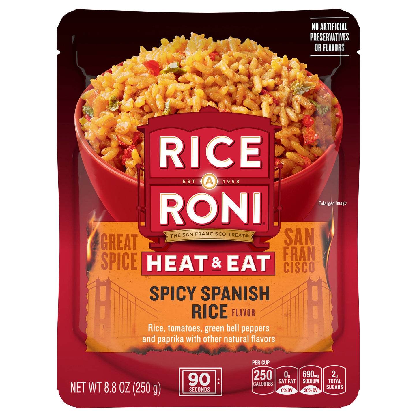 Rice A Roni Heat & Eat Spicy Spanish Rice Flavor 8.8 Oz