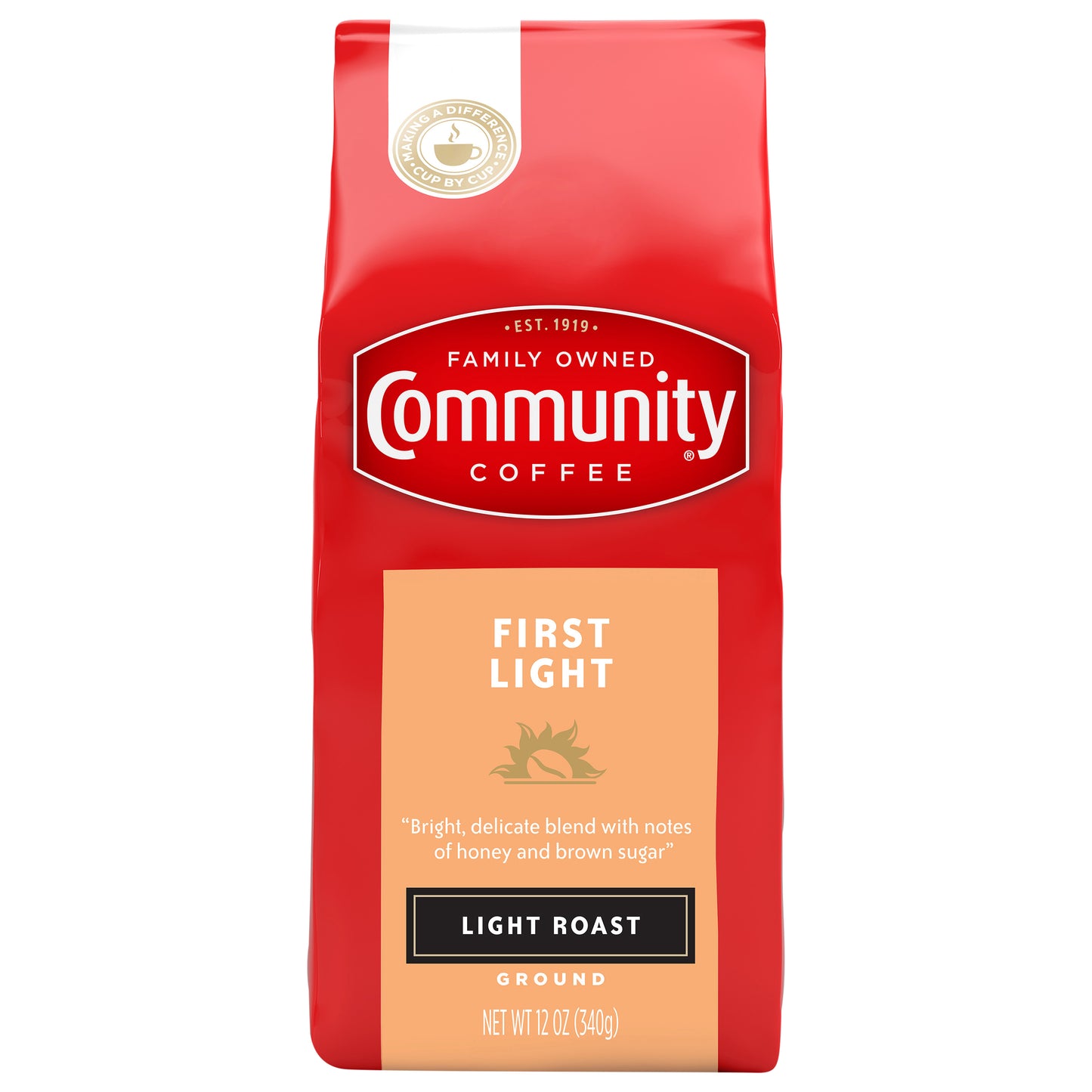 Community Coffee First Light Light Roast 12 oz Gable Top