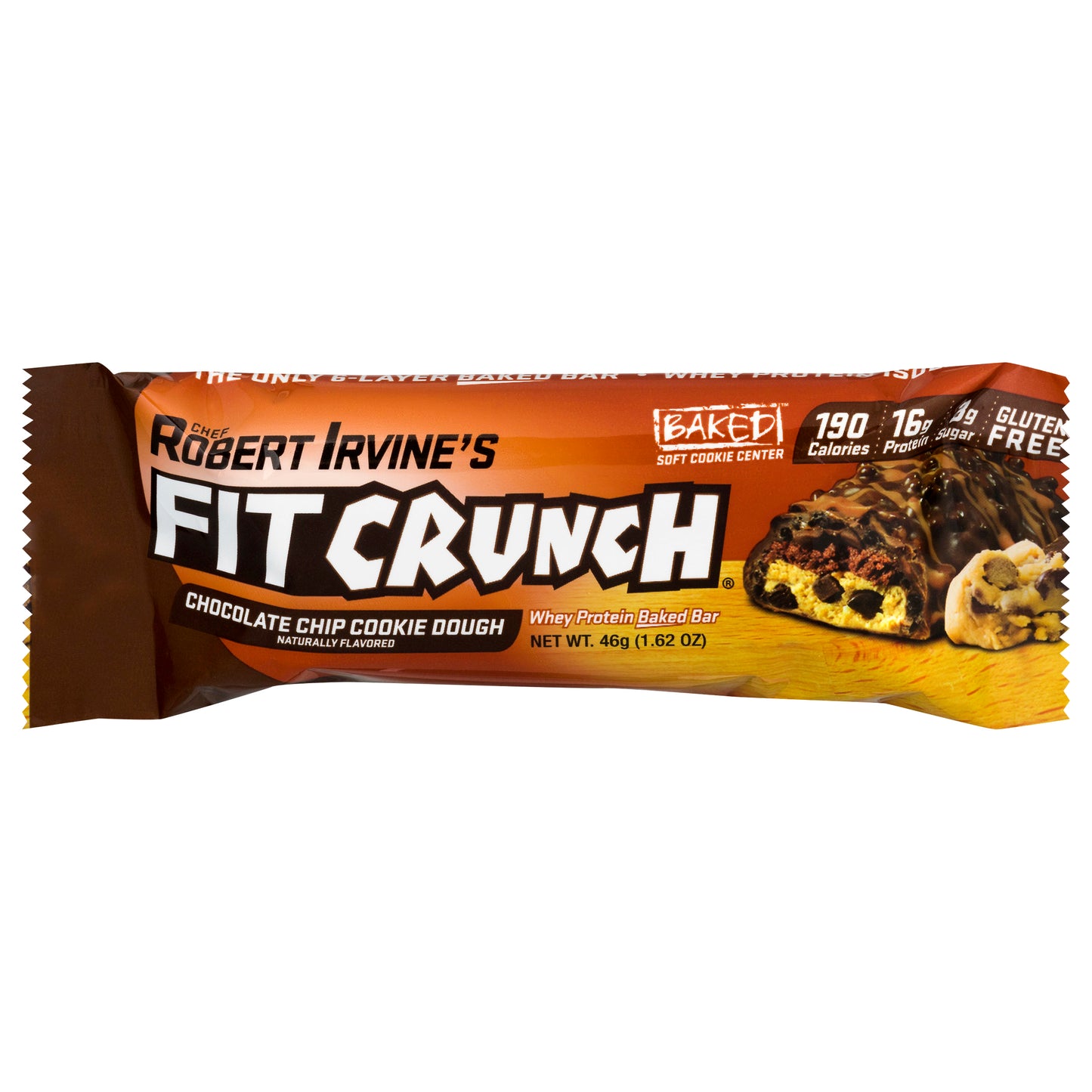 FitCrunch Gluten Free Whey Protein Chocolate Chip Cookie Dough Baked Bar 46 g