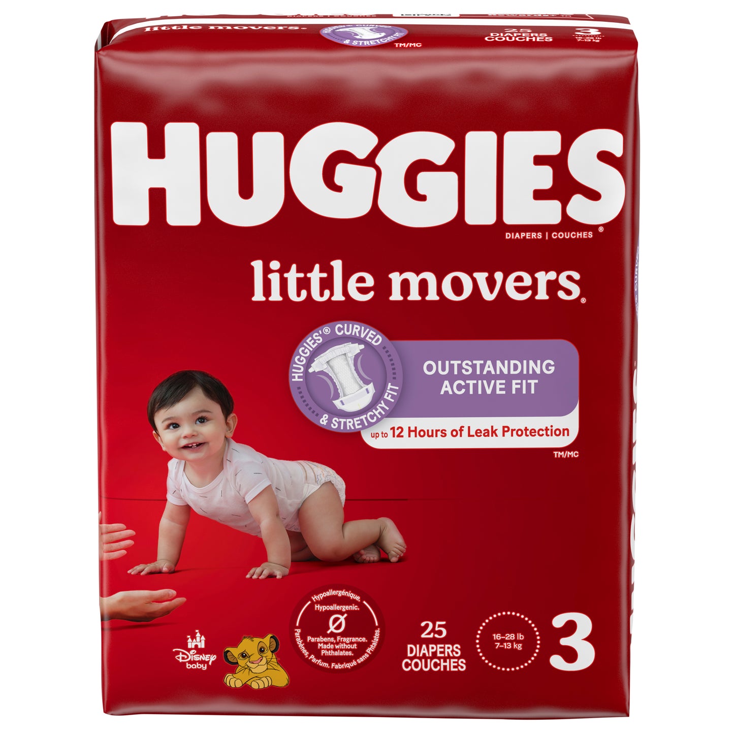 Huggies Little Movers Baby Diapers, Size 3, 25 Ct