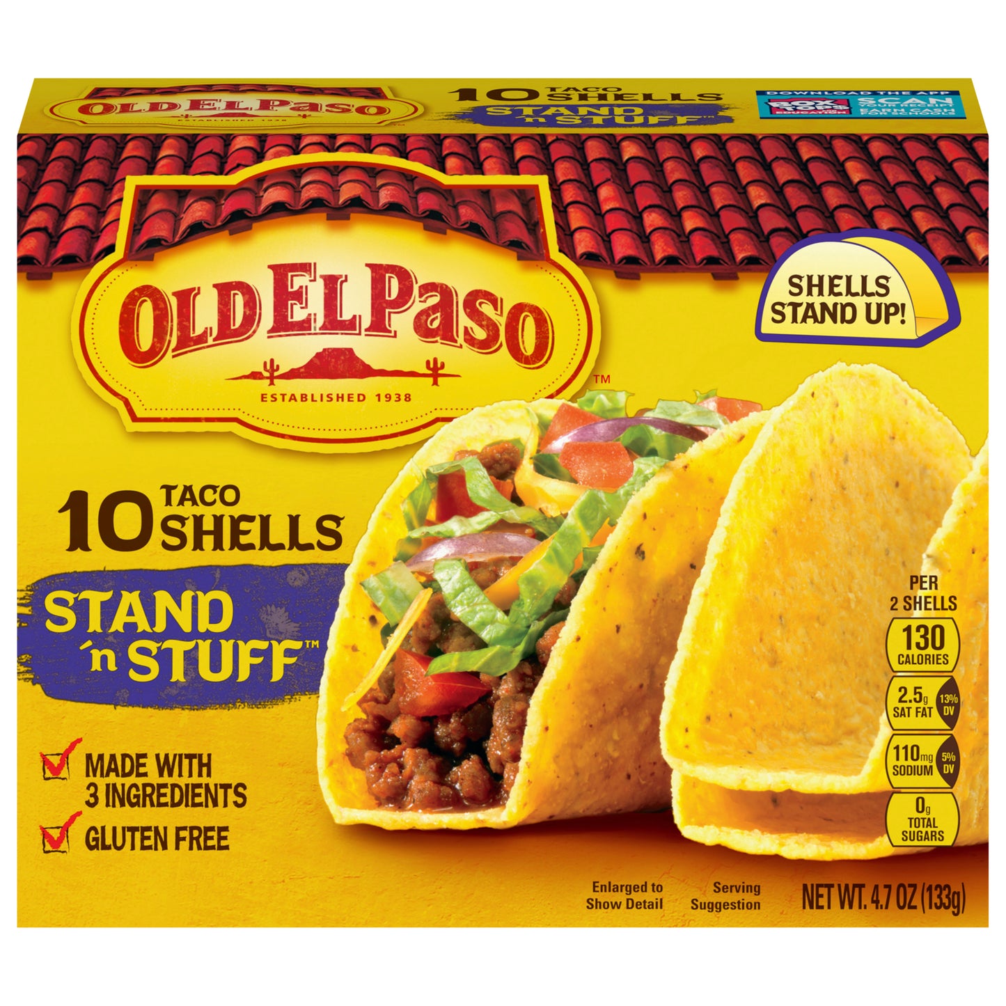 Old El Paso Stand 'N Stuff Taco Shells, Gluten Free, 10-count