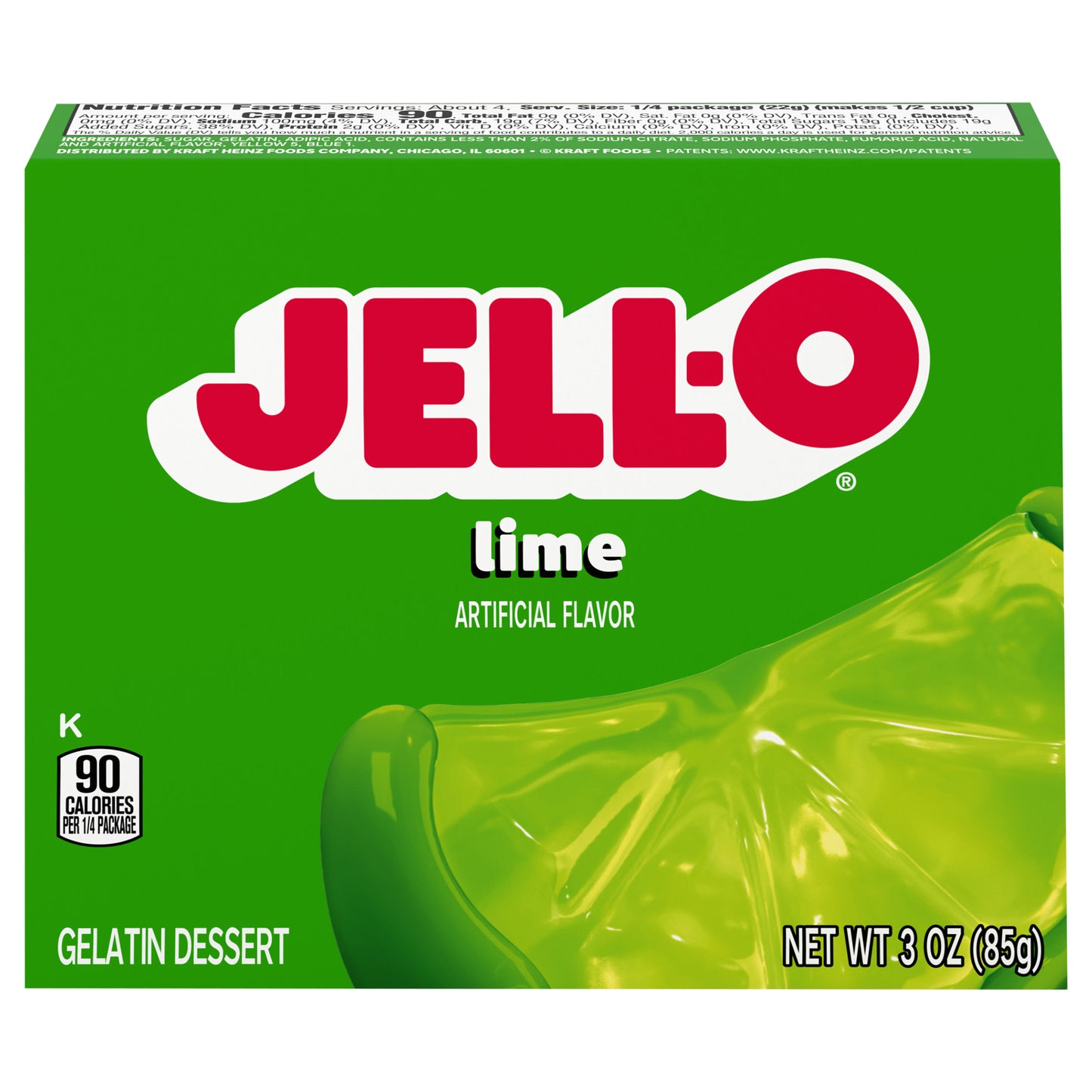Jell-O Lime Artificially Flavored Gelatin Dessert Mix, 3 oz Box