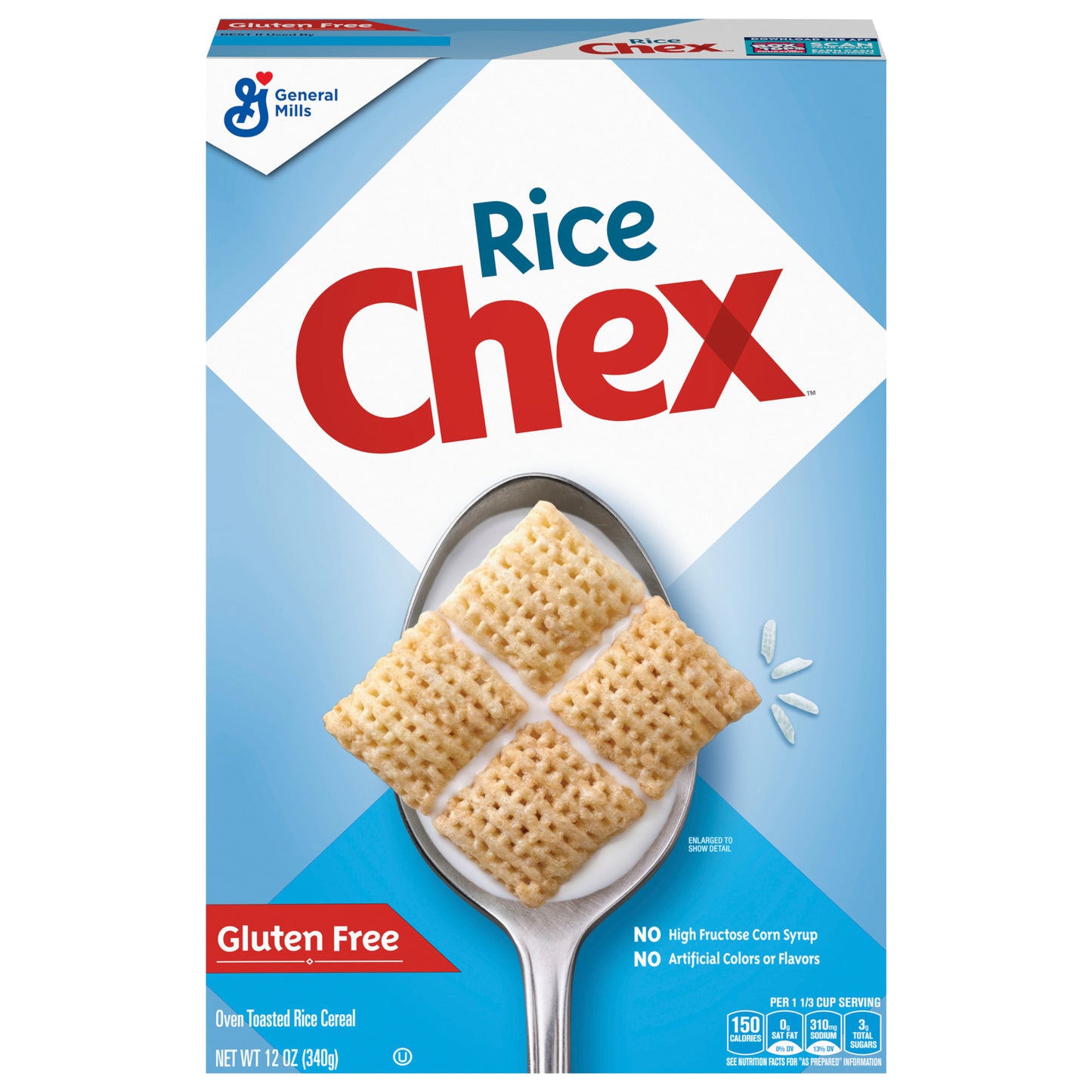 Rice Chex Gluten Free Breakfast Cereal, Made with Whole Grain, 12 oz