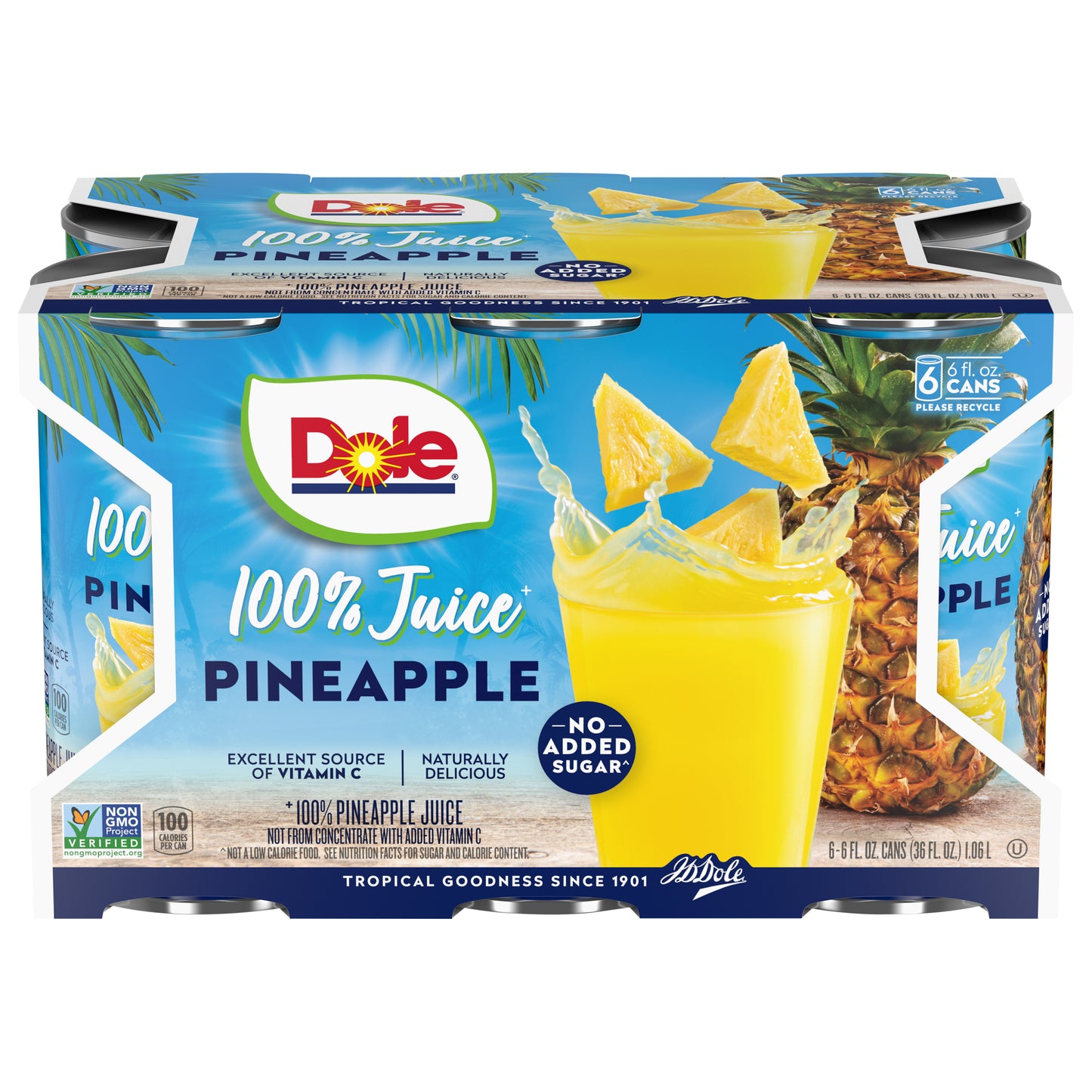 Dole Pineapple 100% Juice 6 - 6 fl oz Cans
