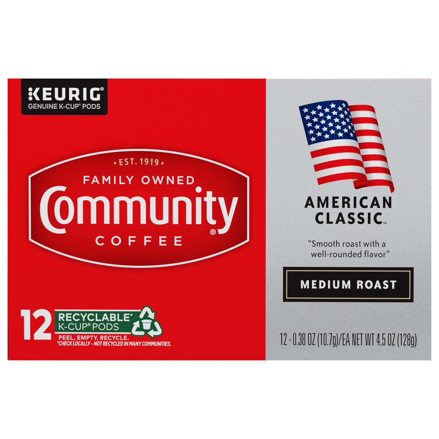 Community Coffee American Classic Medium Roast Coffee Single-Serve Cups 12 Count Box