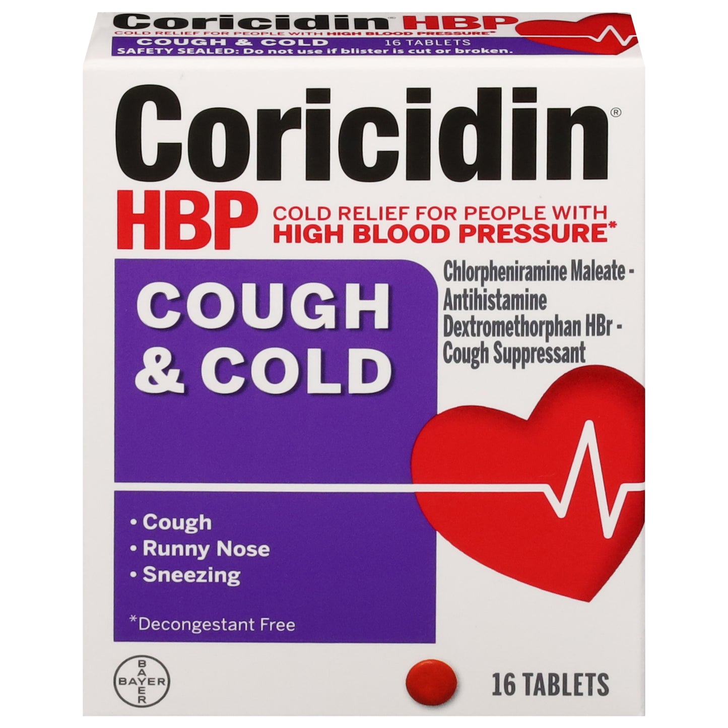 Coricidin HBP Cough & Cold 16 Tablets