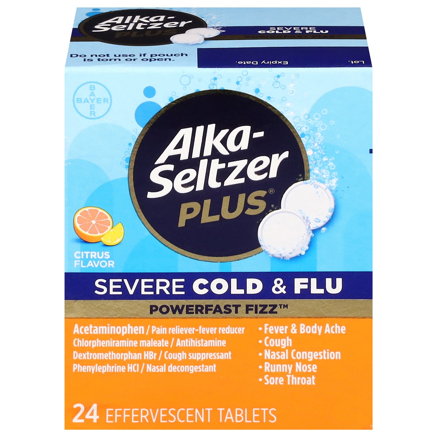 Alka-Seltzer Plus Severe Citrus Flavor Cold & Flu 24 Tablets