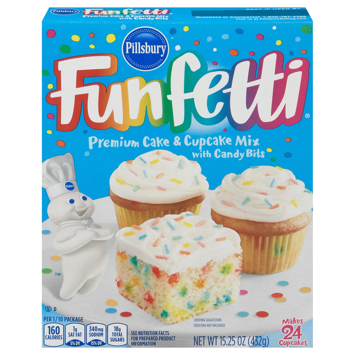 Pillsbury Funfetti with Candy Bits Premium Cake & Cupcake Mix 15.25 oz