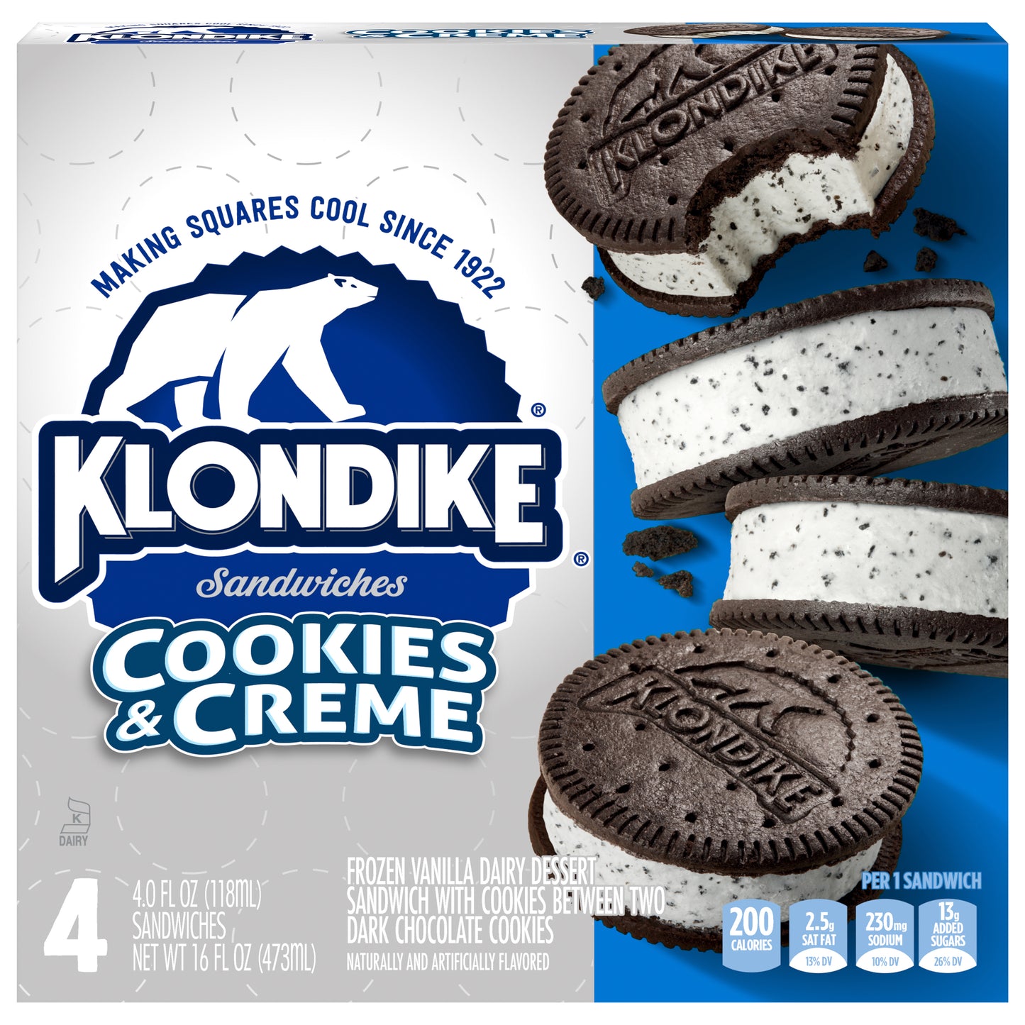 Klondike Cookies and Creme Frozen Dairy Dessert Sandwiches
