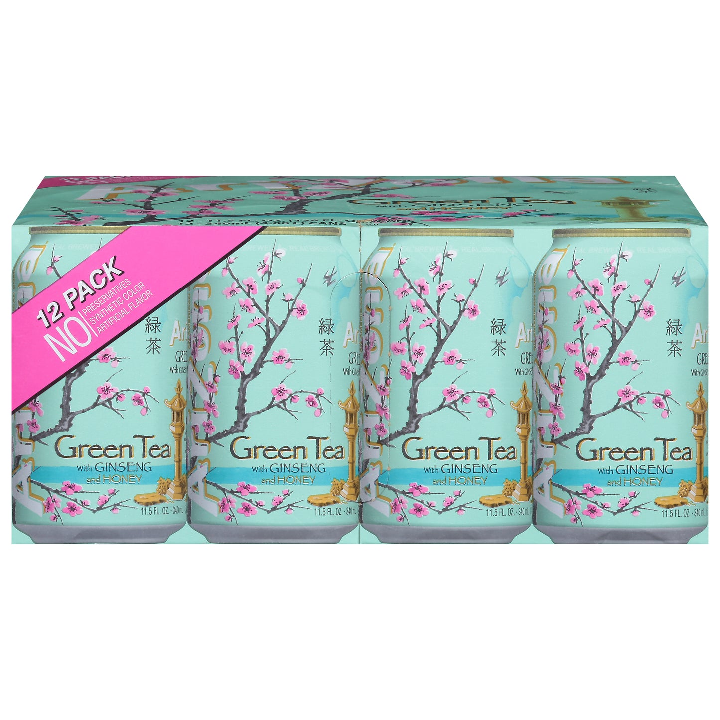 AriZona Ginseng and Honey Green Tea 12 - 11.5 fl oz Cans