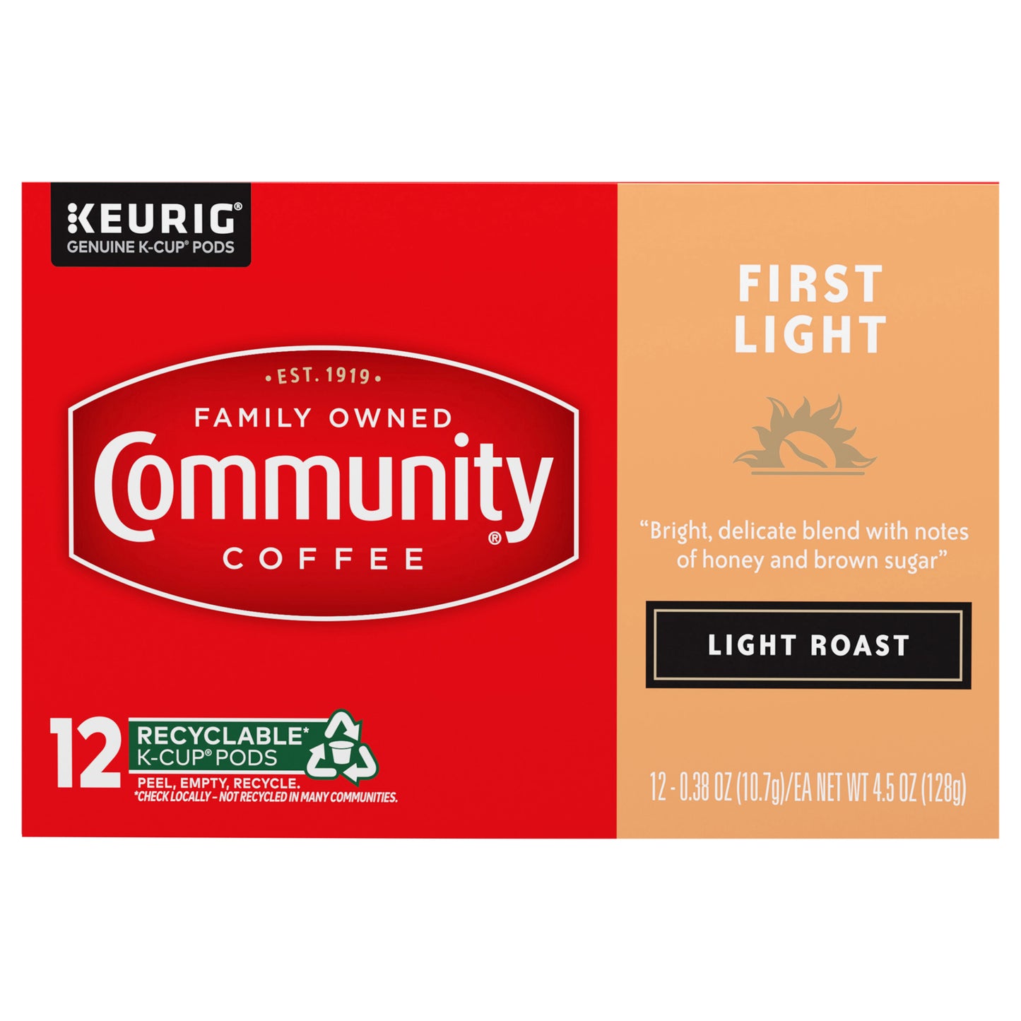 Community Coffee First Light Light Roast Single Serve Keurig K-Cup 12 ct Box