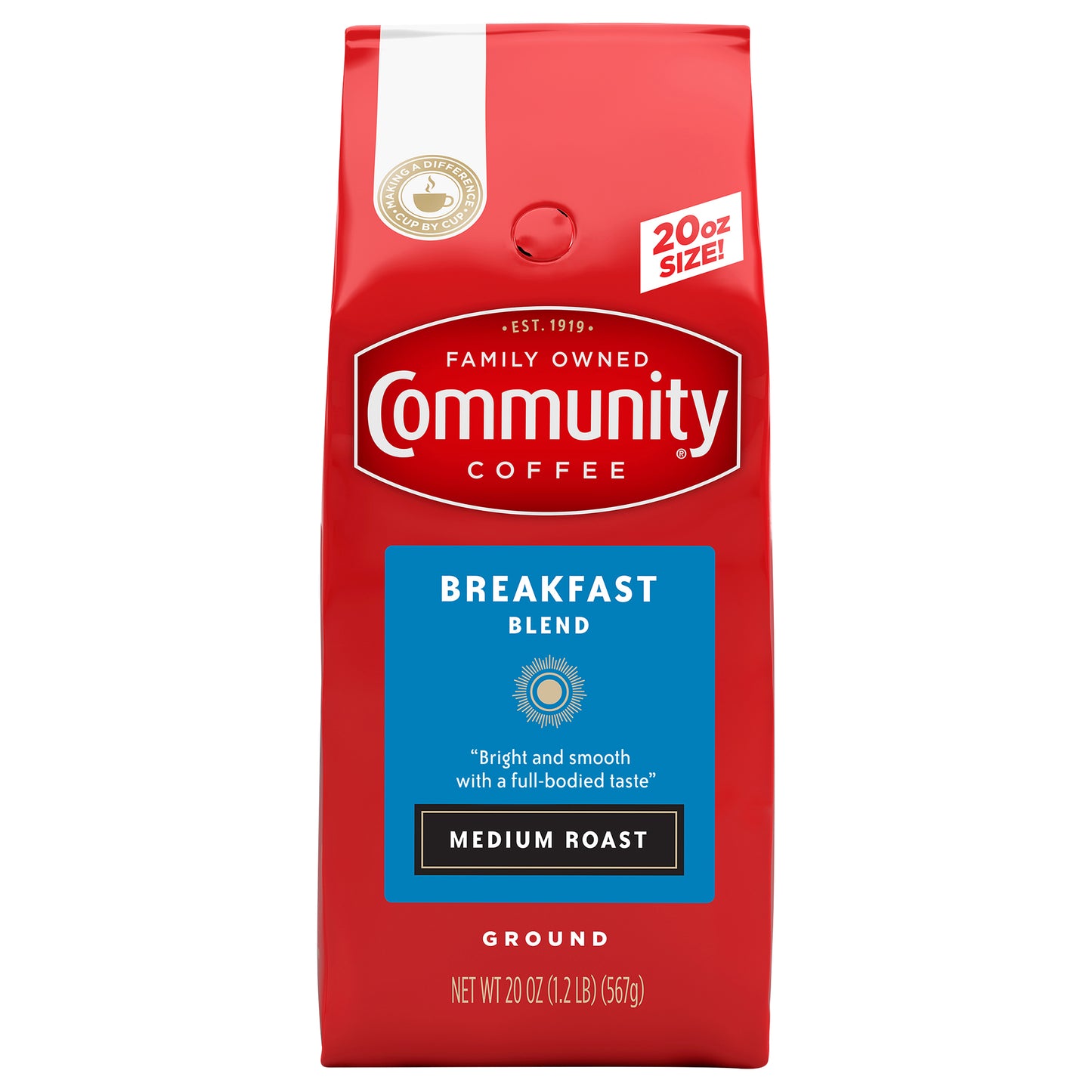 Community Coffee Ground Medium Roast Breakfast Blend Coffee 20 oz