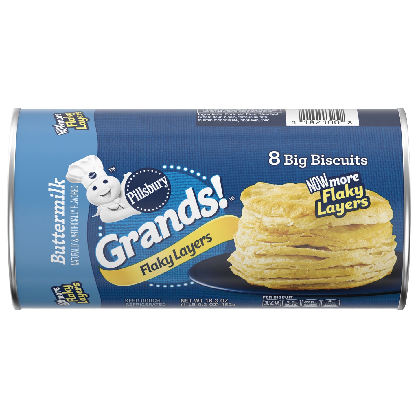 Pillsbury Grands! Flaky Layers, Refrigerated Buttermilk Biscuit Dough, 8 ct., 16 oz.