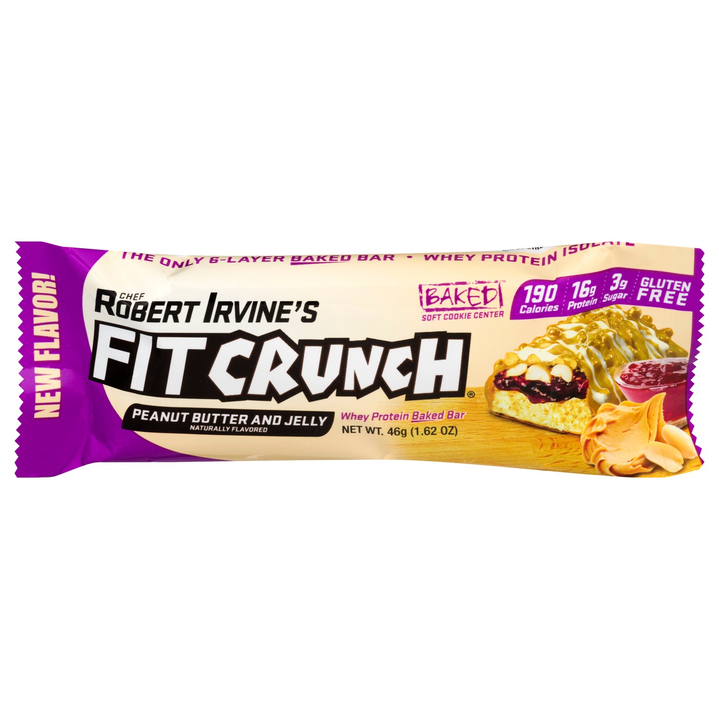 FITCRUNCH Baked Whey Peanut butter and Jelly Protein Bar 46 g