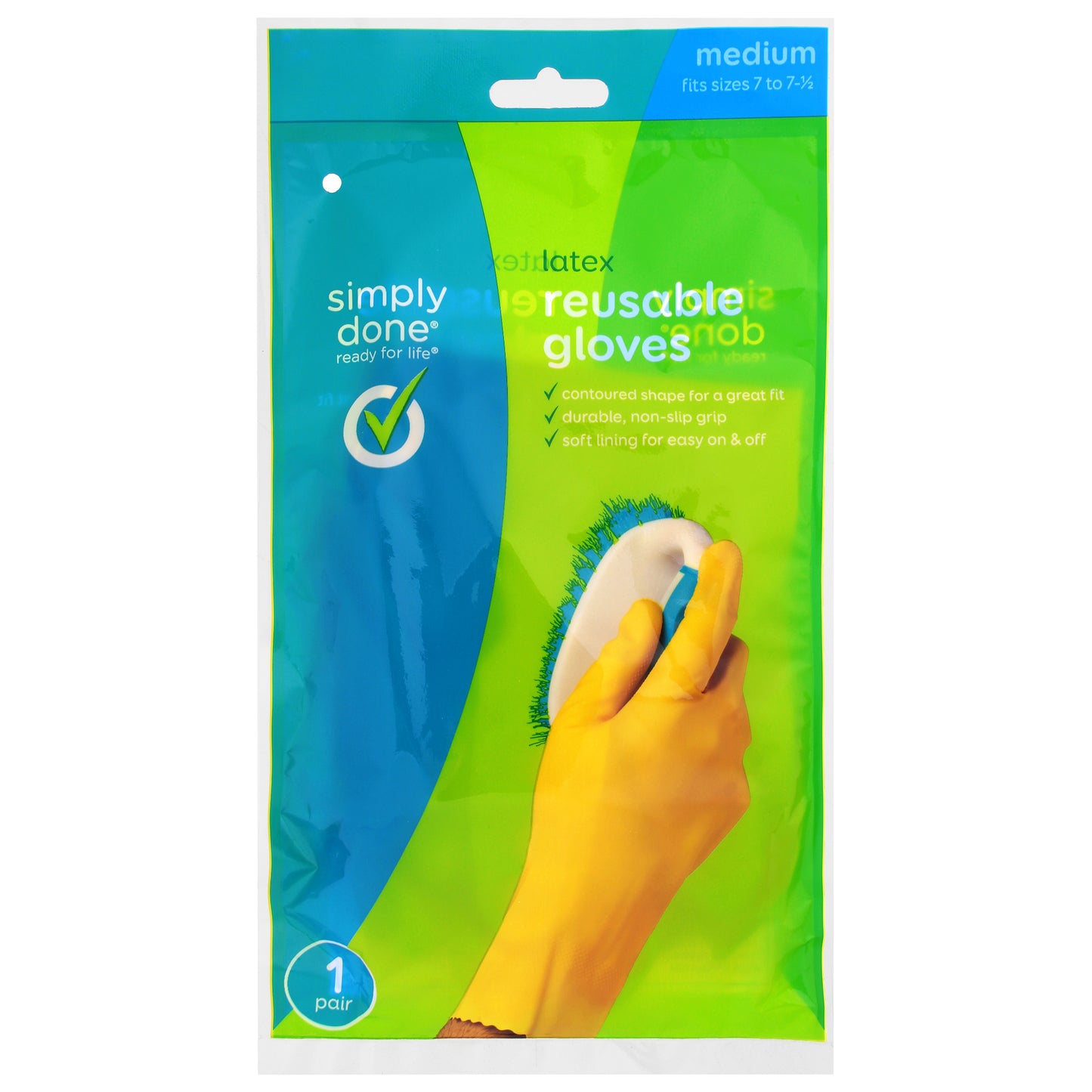 Simply Done Latex Reusable Gloves Medium 1 pair