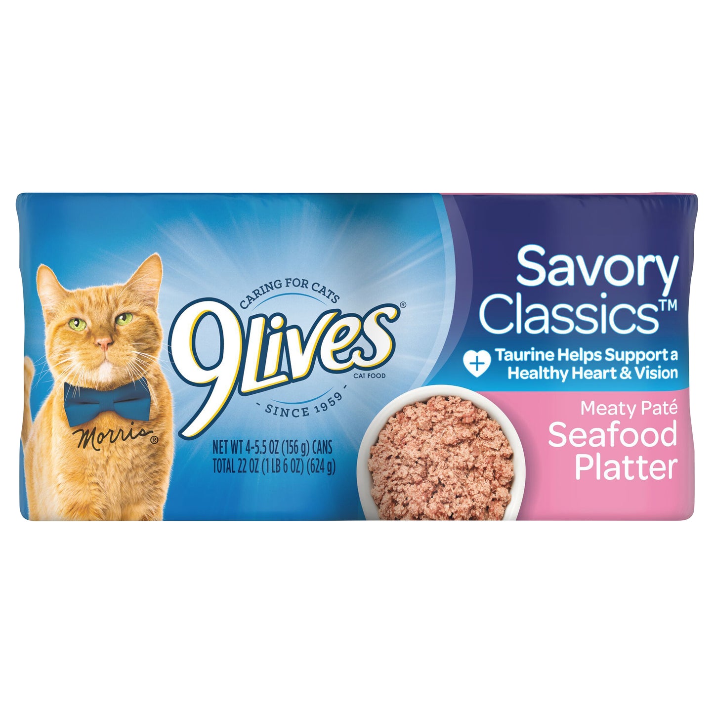 9Lives Meaty Paté Seafood Platter Wet Cat Food, 22-Ounce, Pack of 4