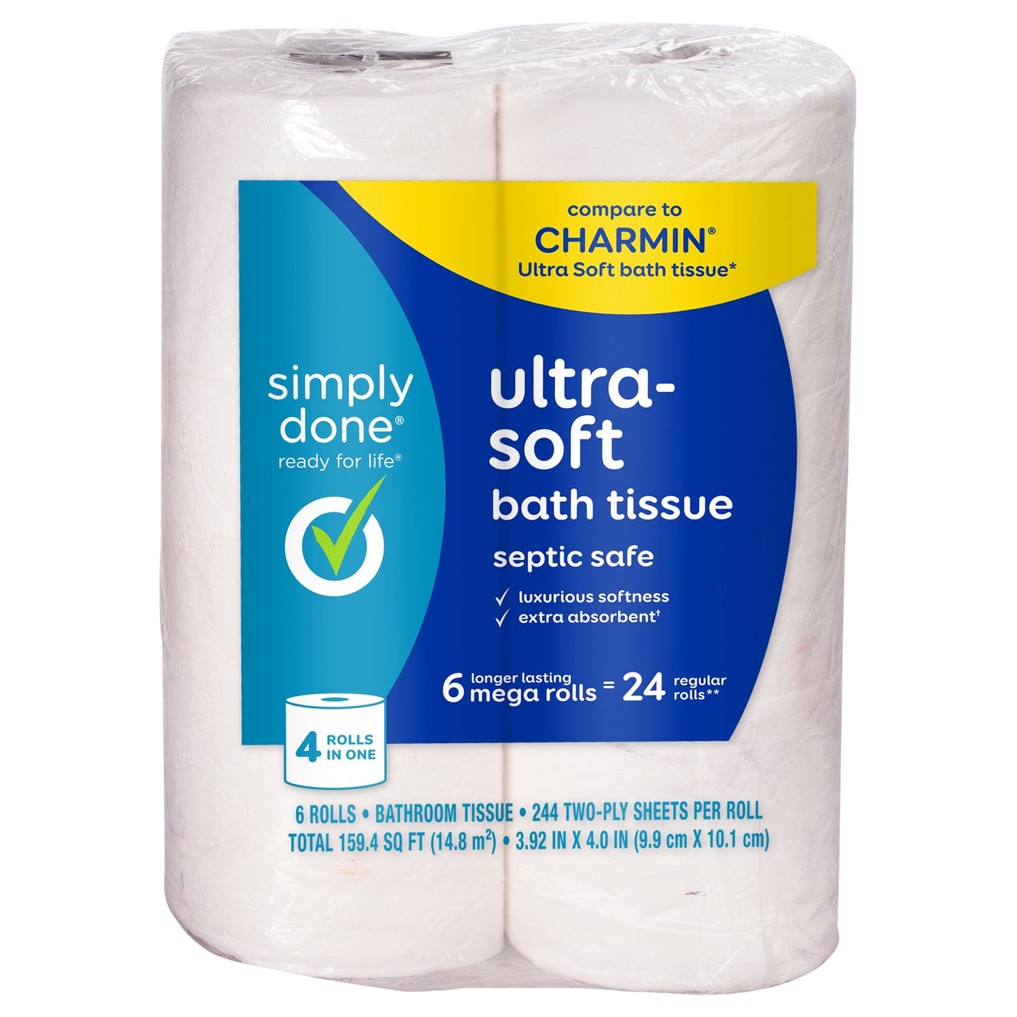Simply Done 2-Ply Ultra-Soft Bath Tissue Mega Rolls 6 ea
