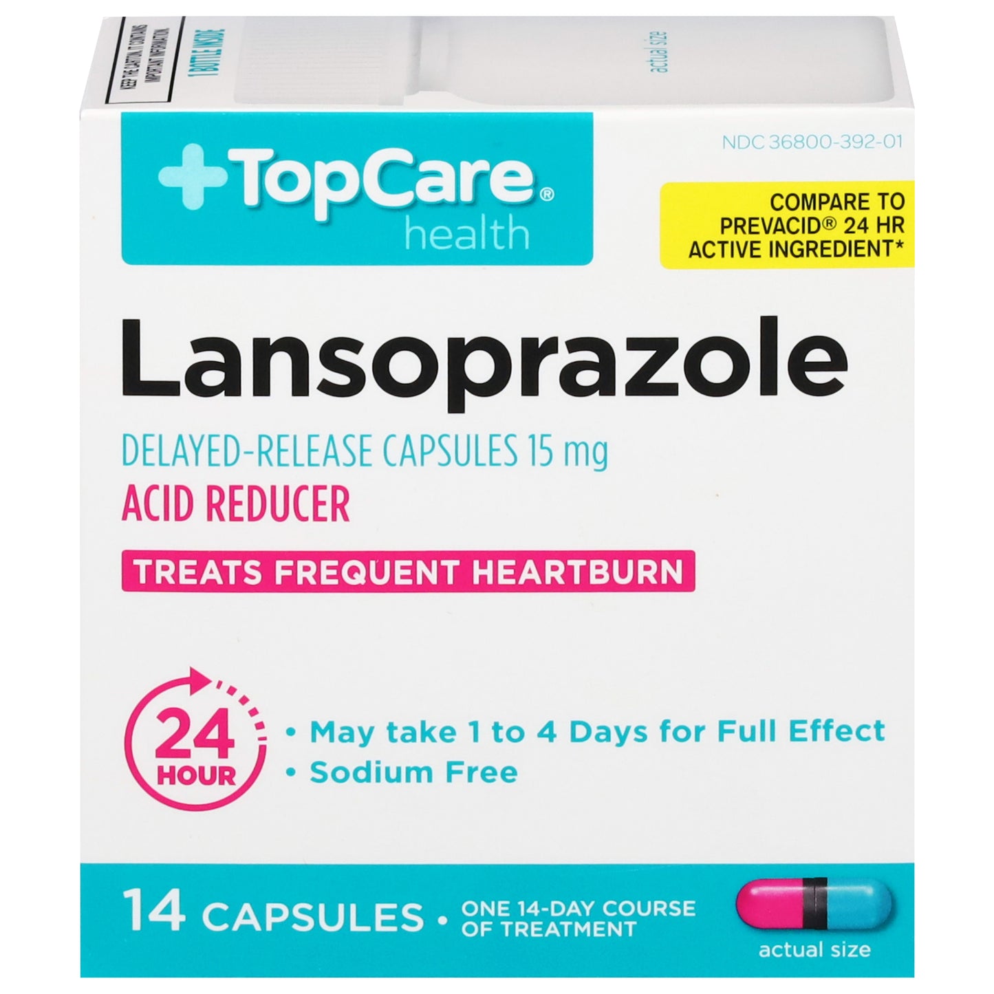 TopCare Health 15 mg Lansoprazole 14 Delayed-Release Capsules