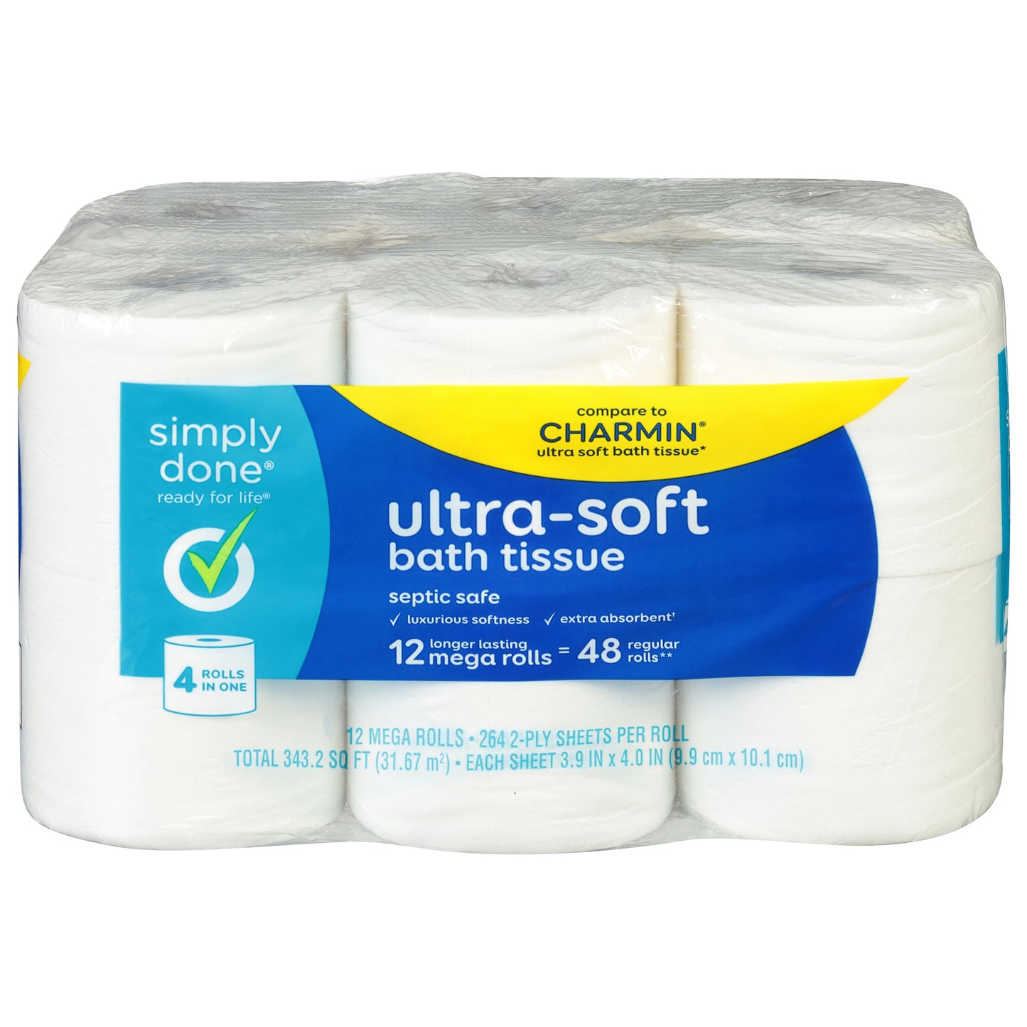 Simply Done 2-Ply Ultra-Soft Bath Tissue Mega Rolls 12 ea