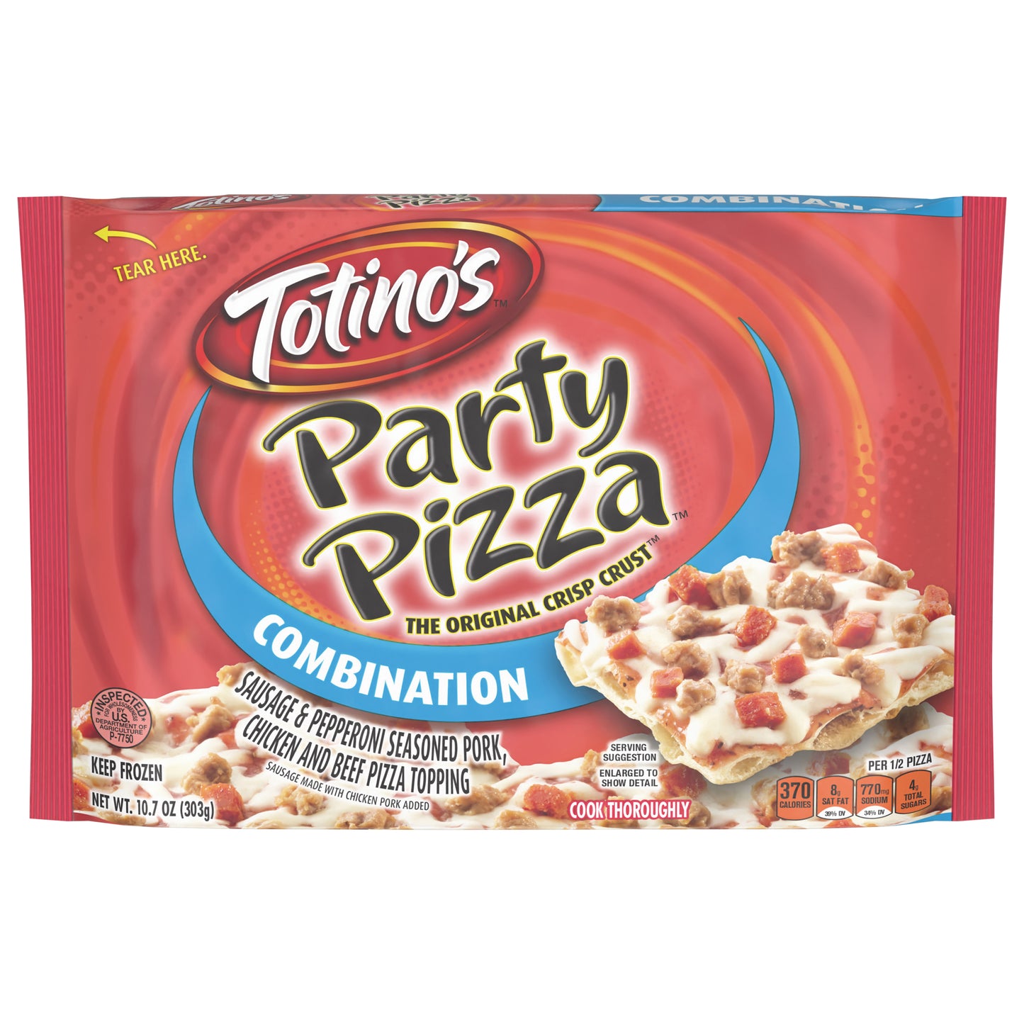Totino's Party Pizza, Combination, Frozen Snacks, 10.7 oz, 1 ct