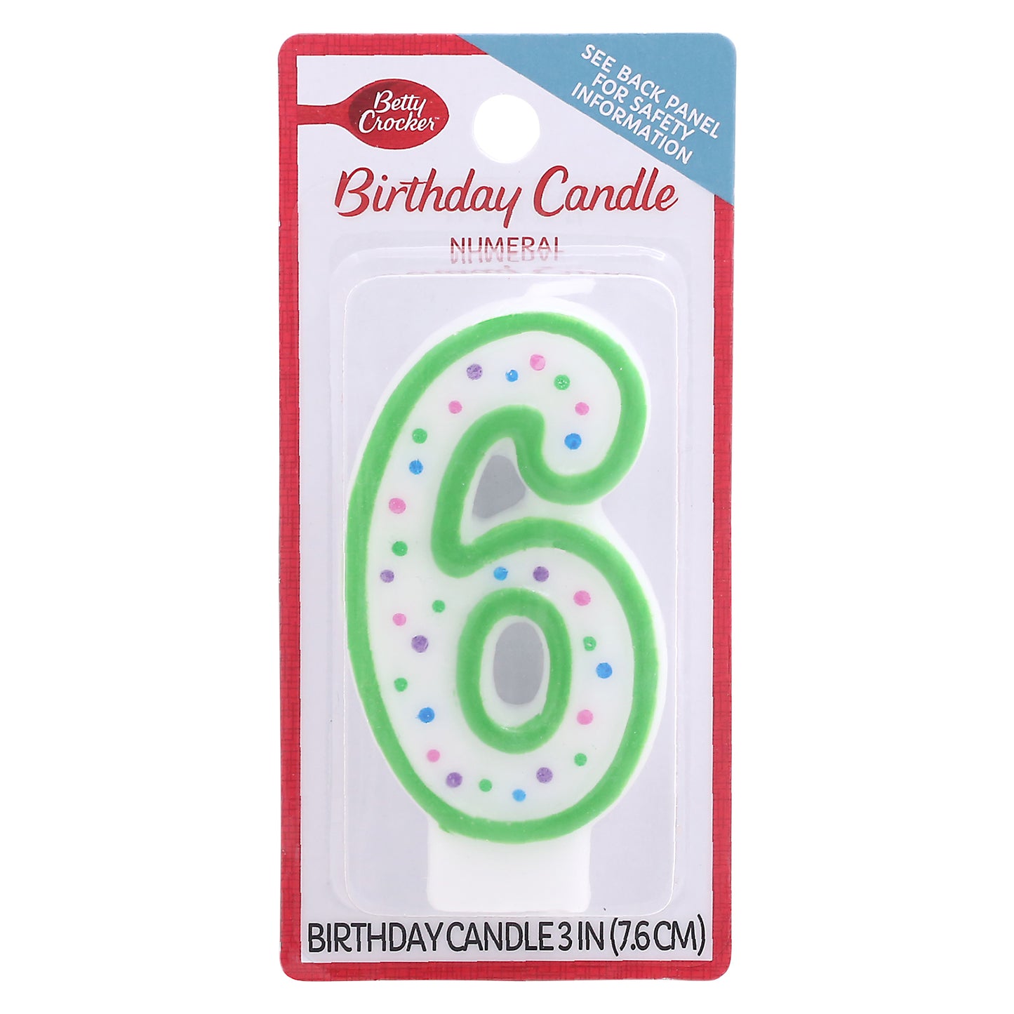 Betty Crocker 3 Inch Numeral 6 Birthday Candle 1 ea