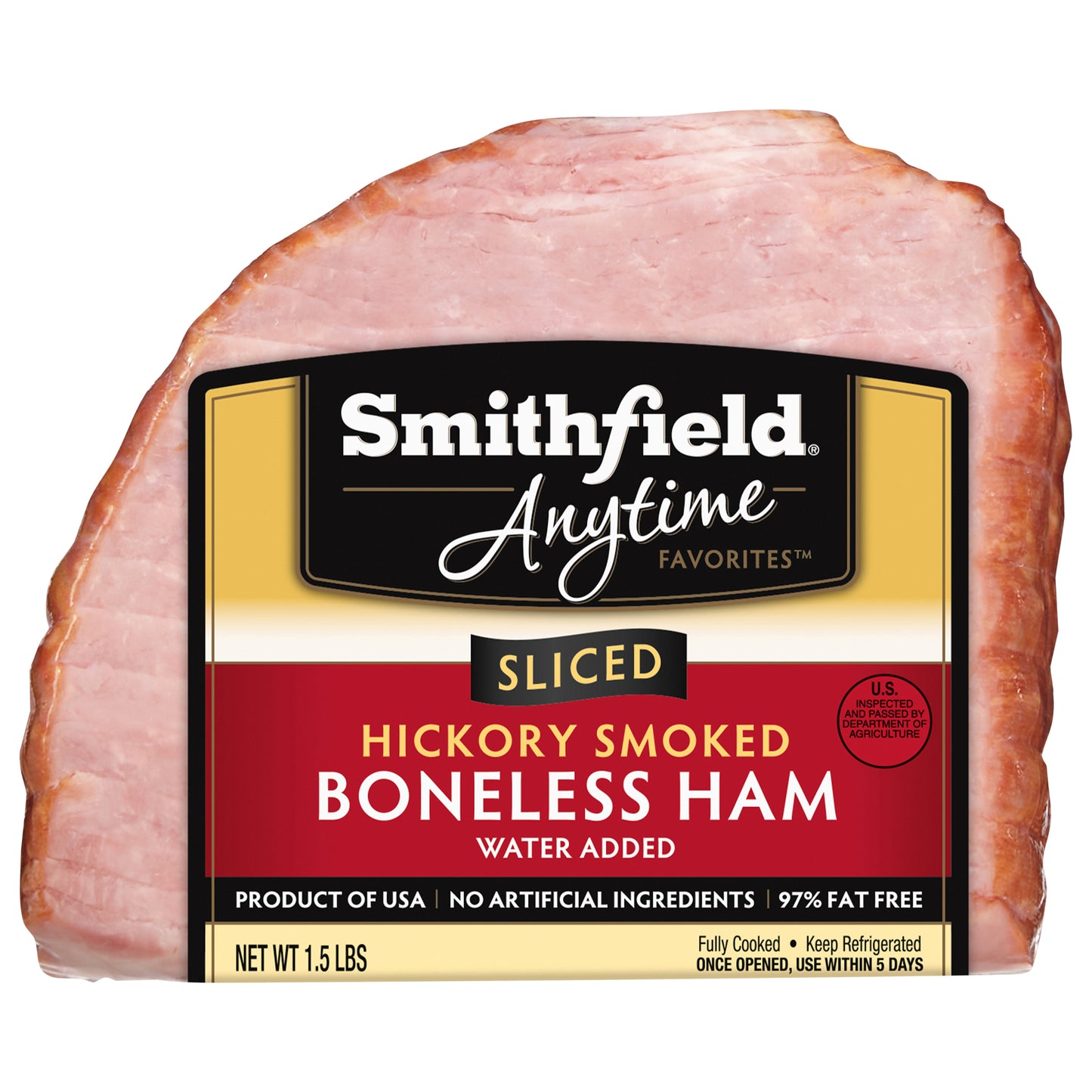 Smithfield Anytime Favorites Sliced Hickory Boneless Ham, 1.5lbs