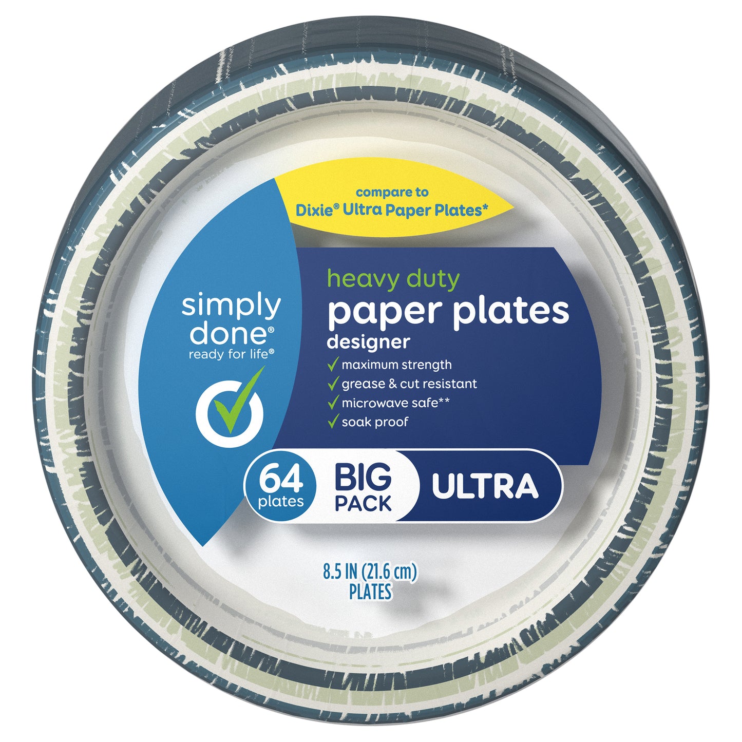 Simply Done Ultra Heavy Duty Designer Paper Plates Big Pack 64 ea