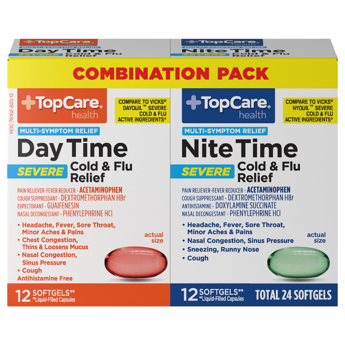 TopCare Health DayTime/NiteTime Severe Cold & Flu Relief Combination Pack 24 Softgels