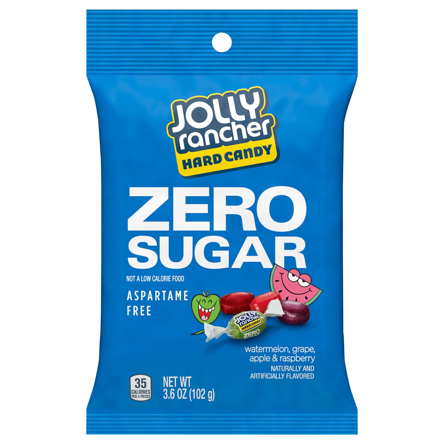JOLLY RANCHER Zero Sugar Assorted Fruit Flavored Hard Candy Bag, 3.6 oz