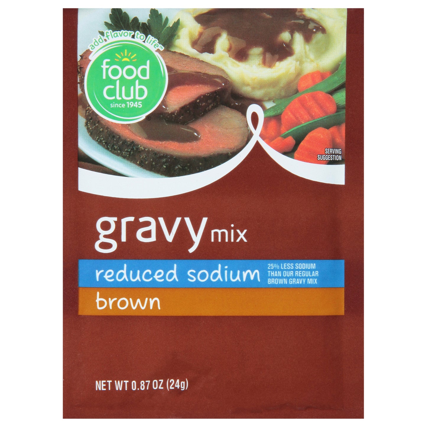 Food Club Reduced Sodium Brown Gravy Mix 0.87 oz