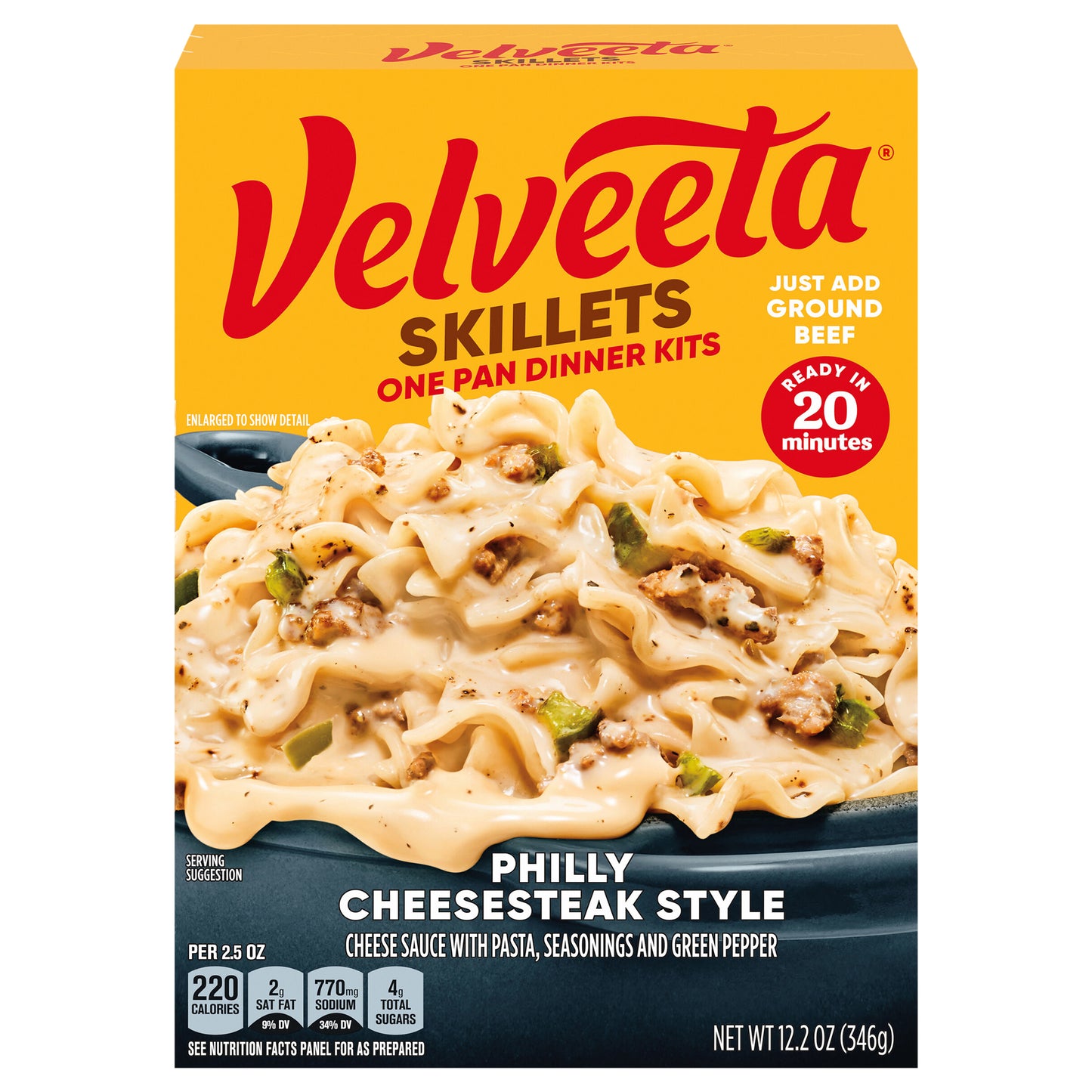 Velveeta Skillets Philly Cheesesteak Style One Pan Dinner Kit, 12.2 oz Box