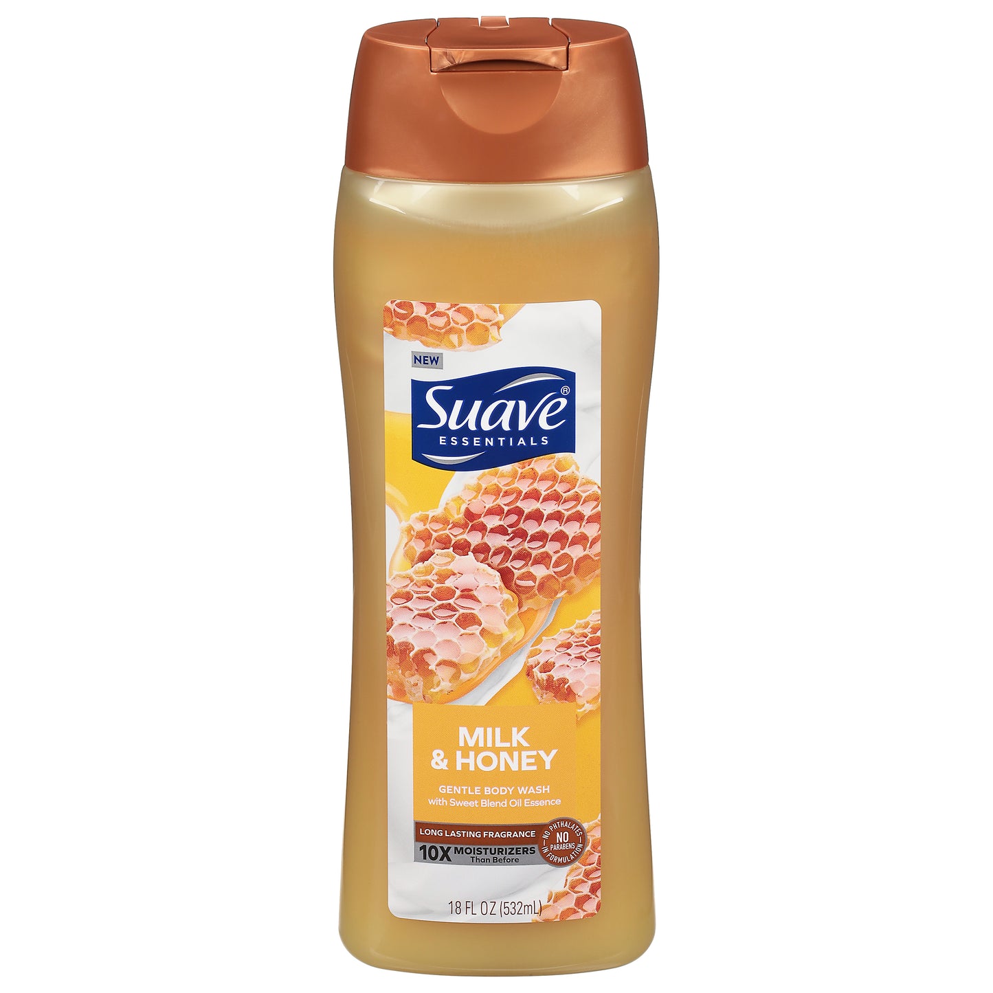 Suave Essentials Milk & Honey Body Wash with Sweet Blend Oil Essence 18 fl oz
