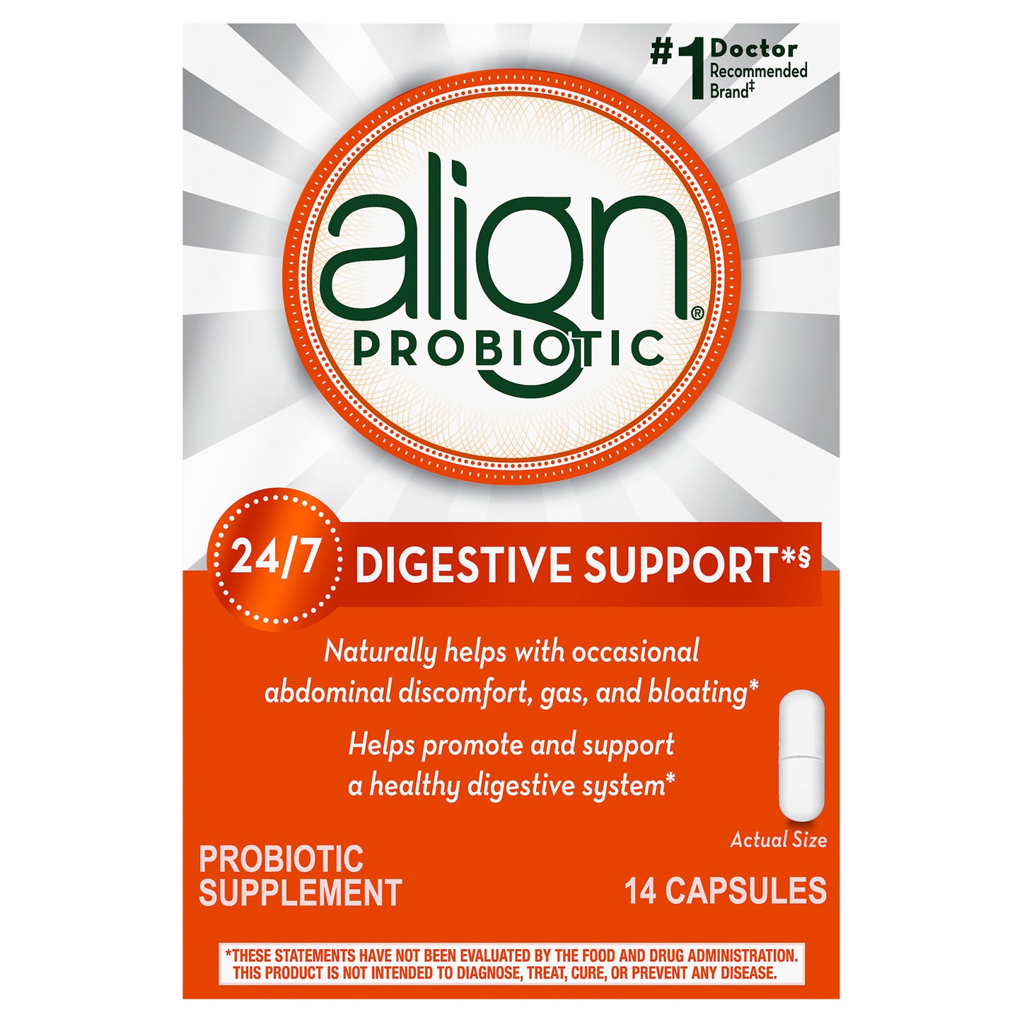 Align Probiotic, Probiotics for Women and Men, Daily Probiotic Supplement for Digestive Health*, #1 Recommended Probiotic by Doctors and Gastroenterologists‡, 14 Capsules